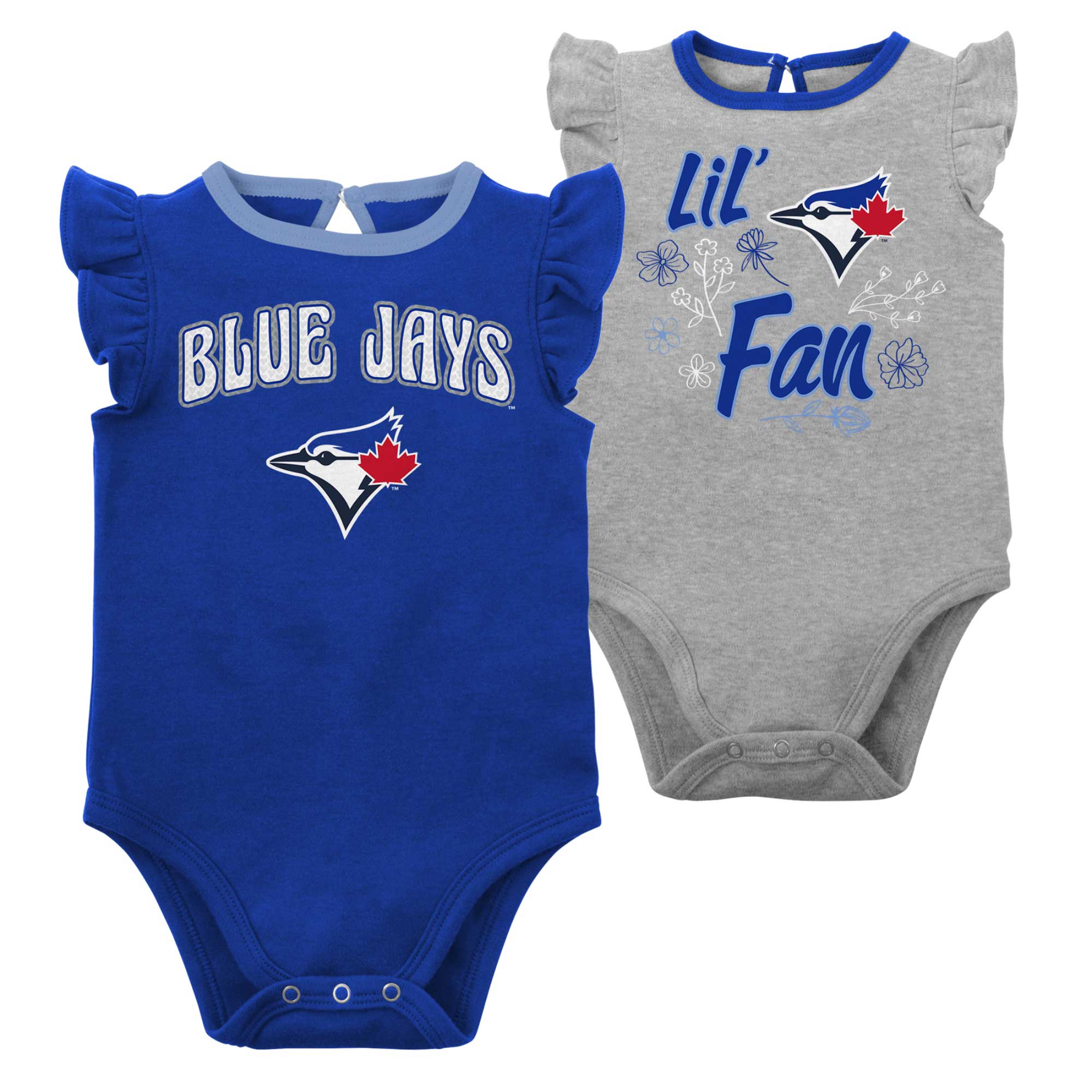 Girls Newborn & Infant Toronto Blue Jays Royal/Heather Gray Little Fan Two-Pack Bodysuit Set