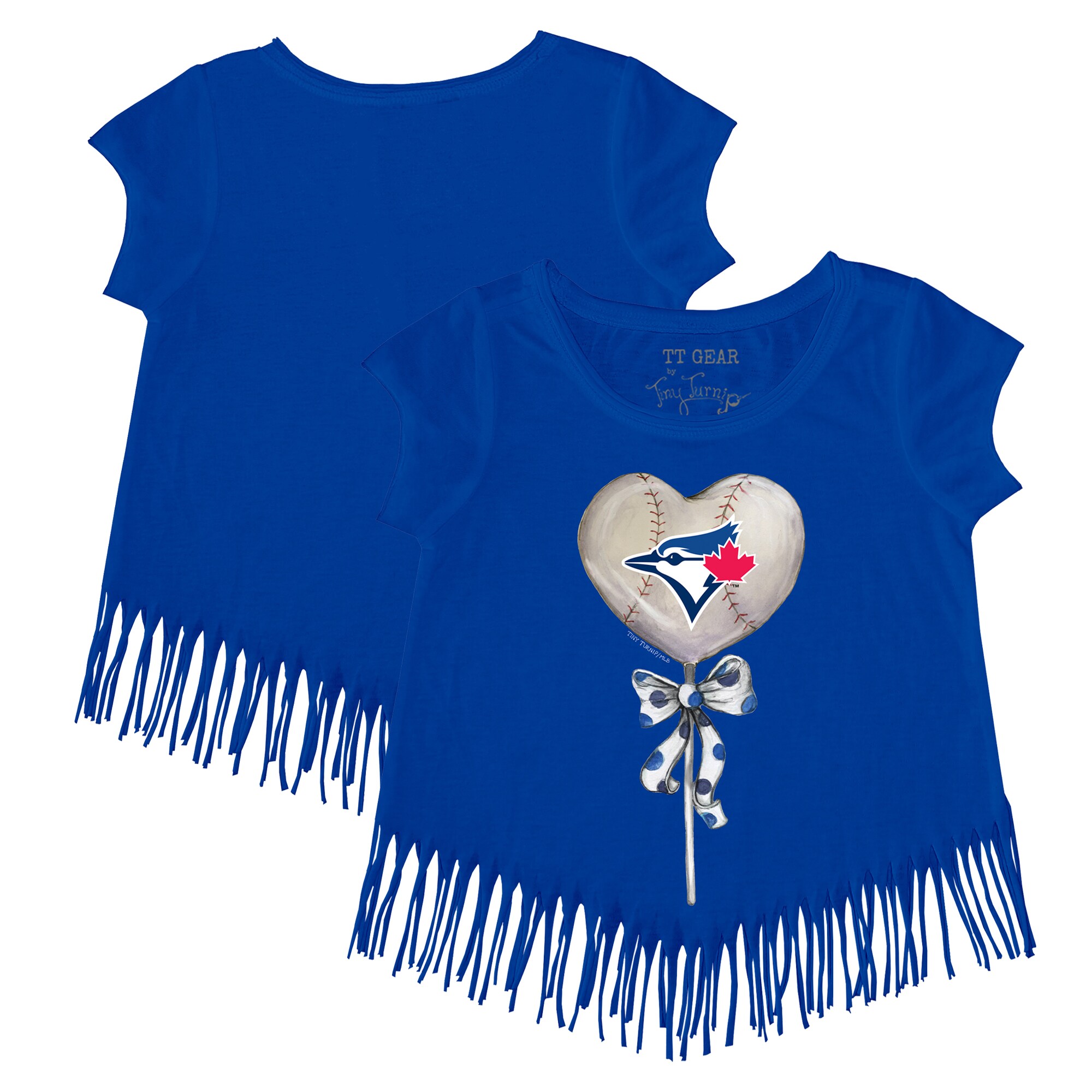 Girls Toddler Toronto Blue Jays Tiny Turnip Royal Heart Lolly Fringe T-Shirt