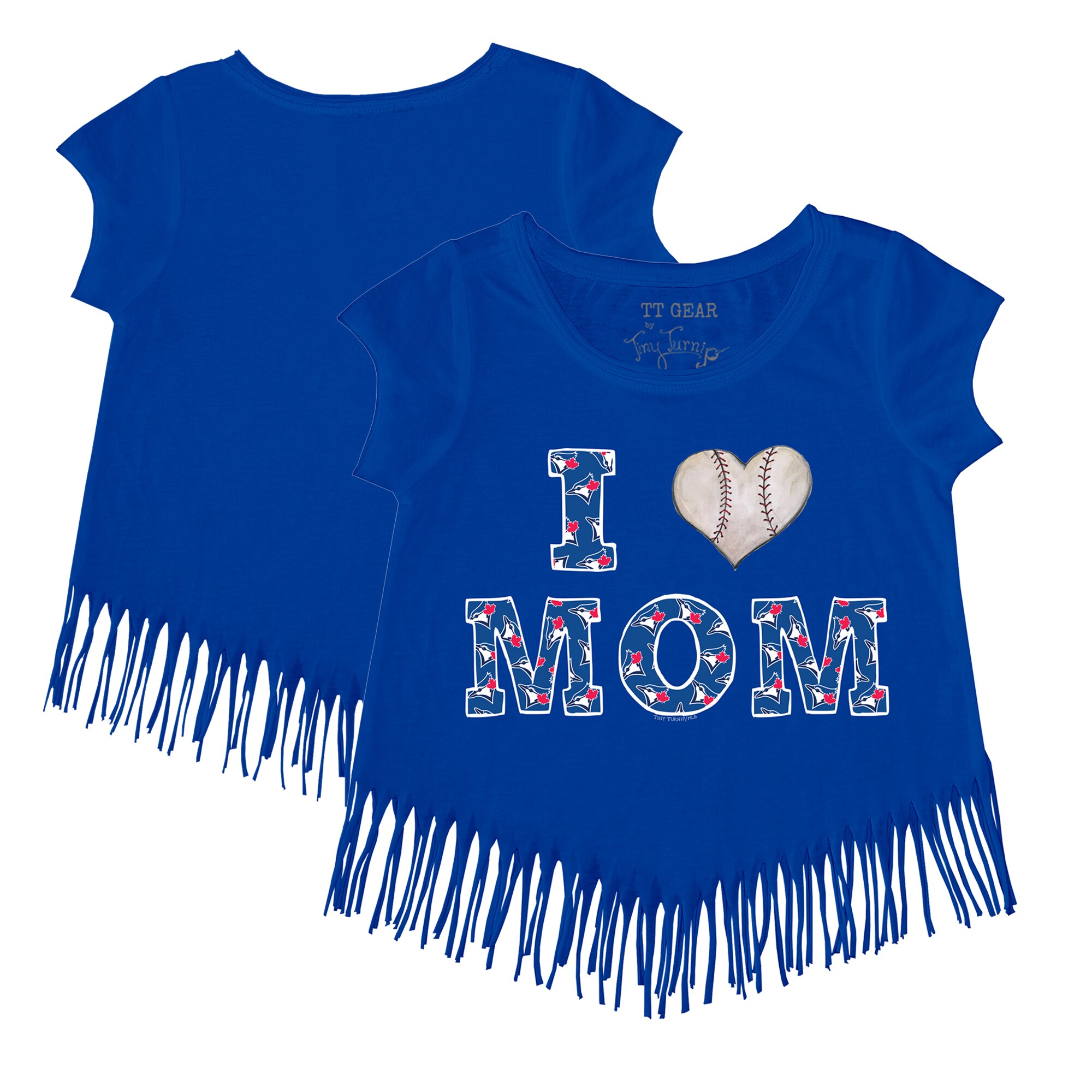 Girls Toddler Toronto Blue Jays Tiny Turnip Royal I Love Mom Fringe T-Shirt