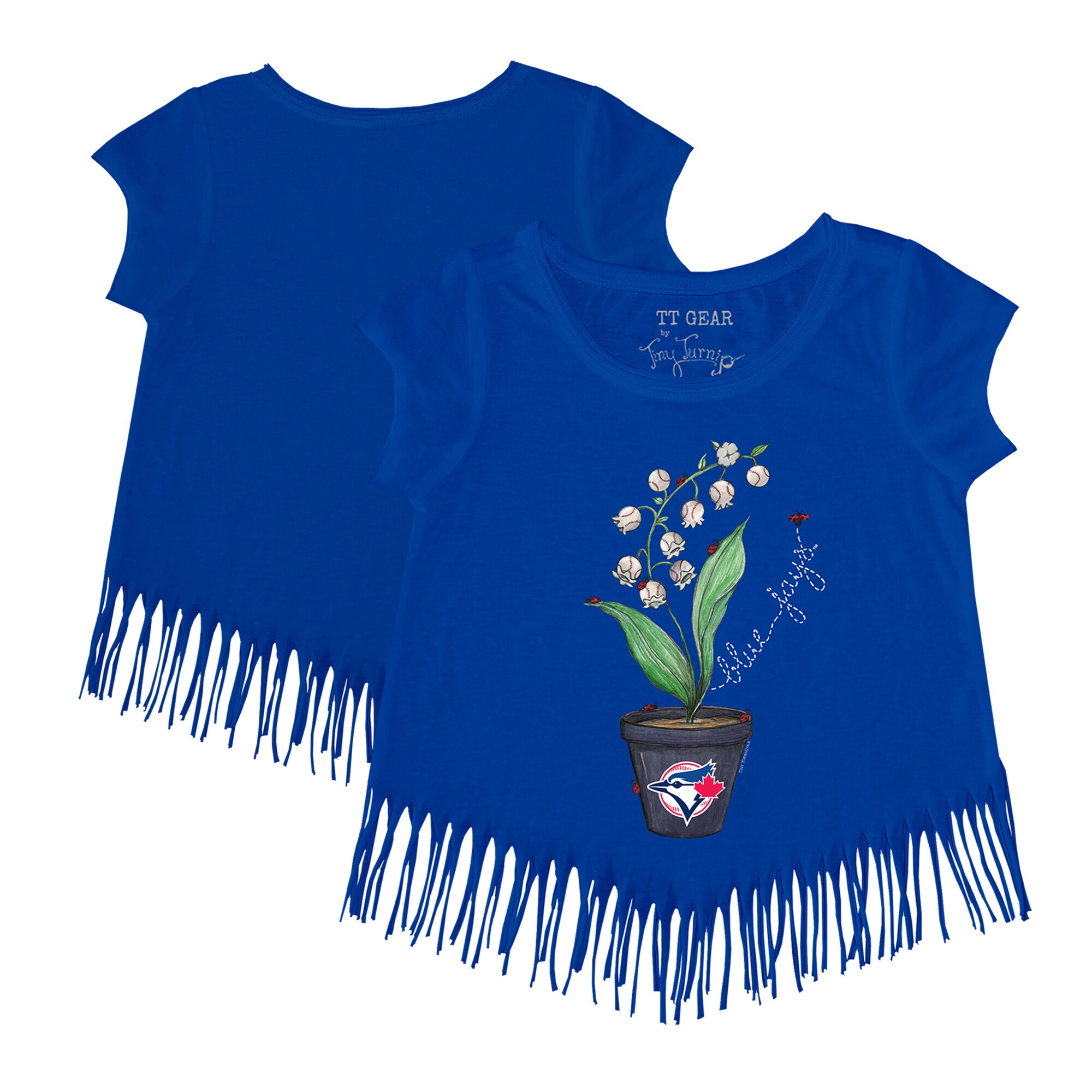 Girls Toddler Toronto Blue Jays Tiny Turnip Royal Lilies & Ladybugs Fringe T-Shirt