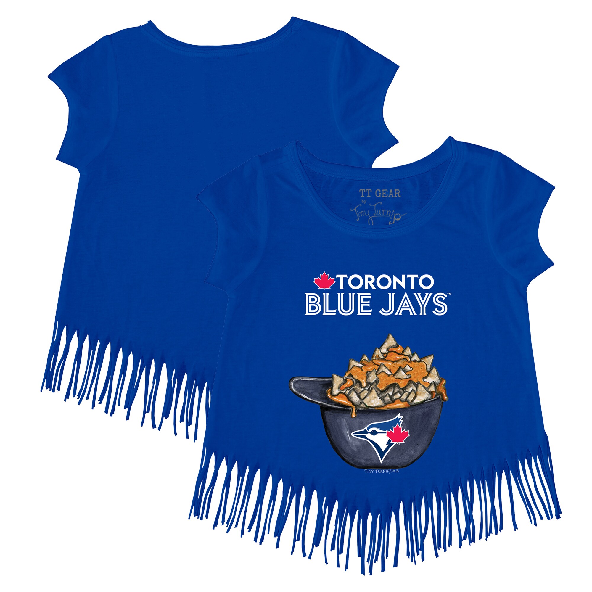 Girls Toddler Toronto Blue Jays Tiny Turnip Royal Nacho Helmet Fringe T-Shirt