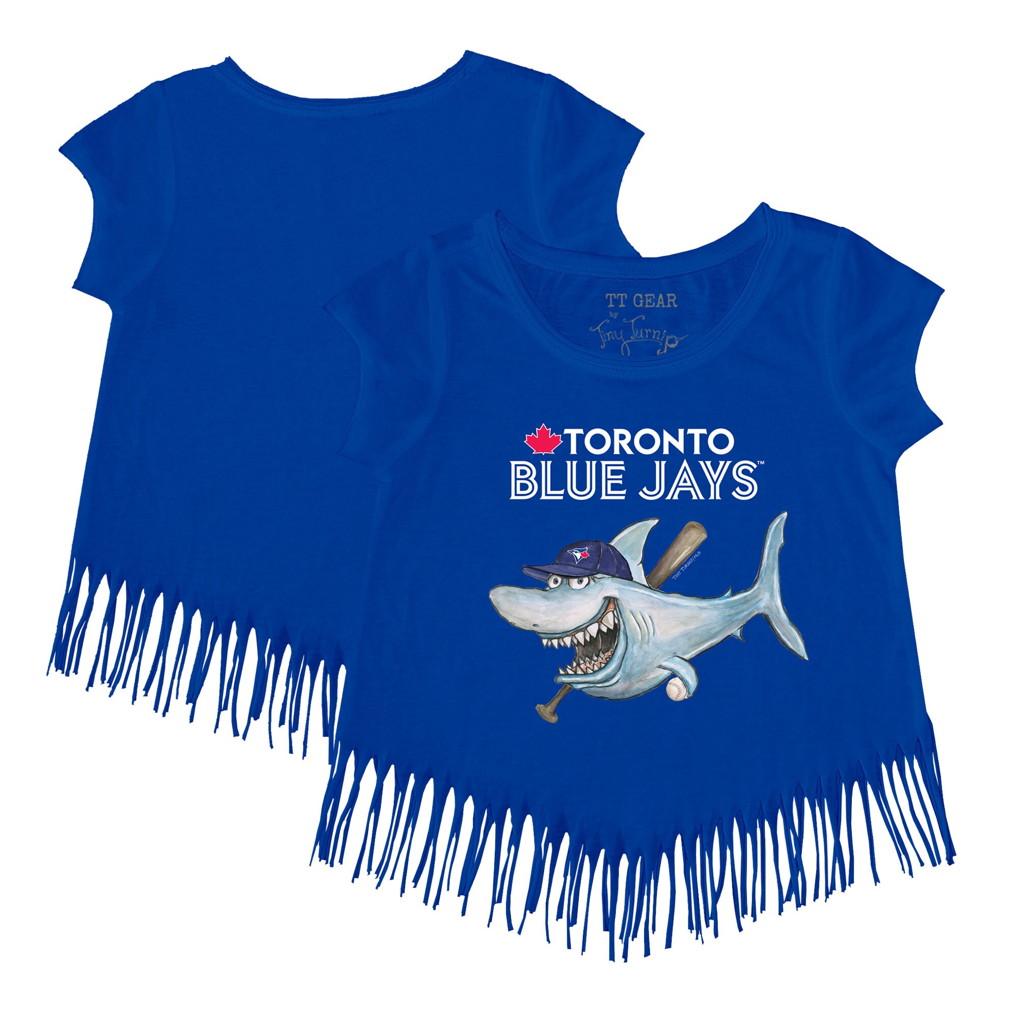 Girls Toddler Toronto Blue Jays Tiny Turnip Royal Shark Fringe T-Shirt