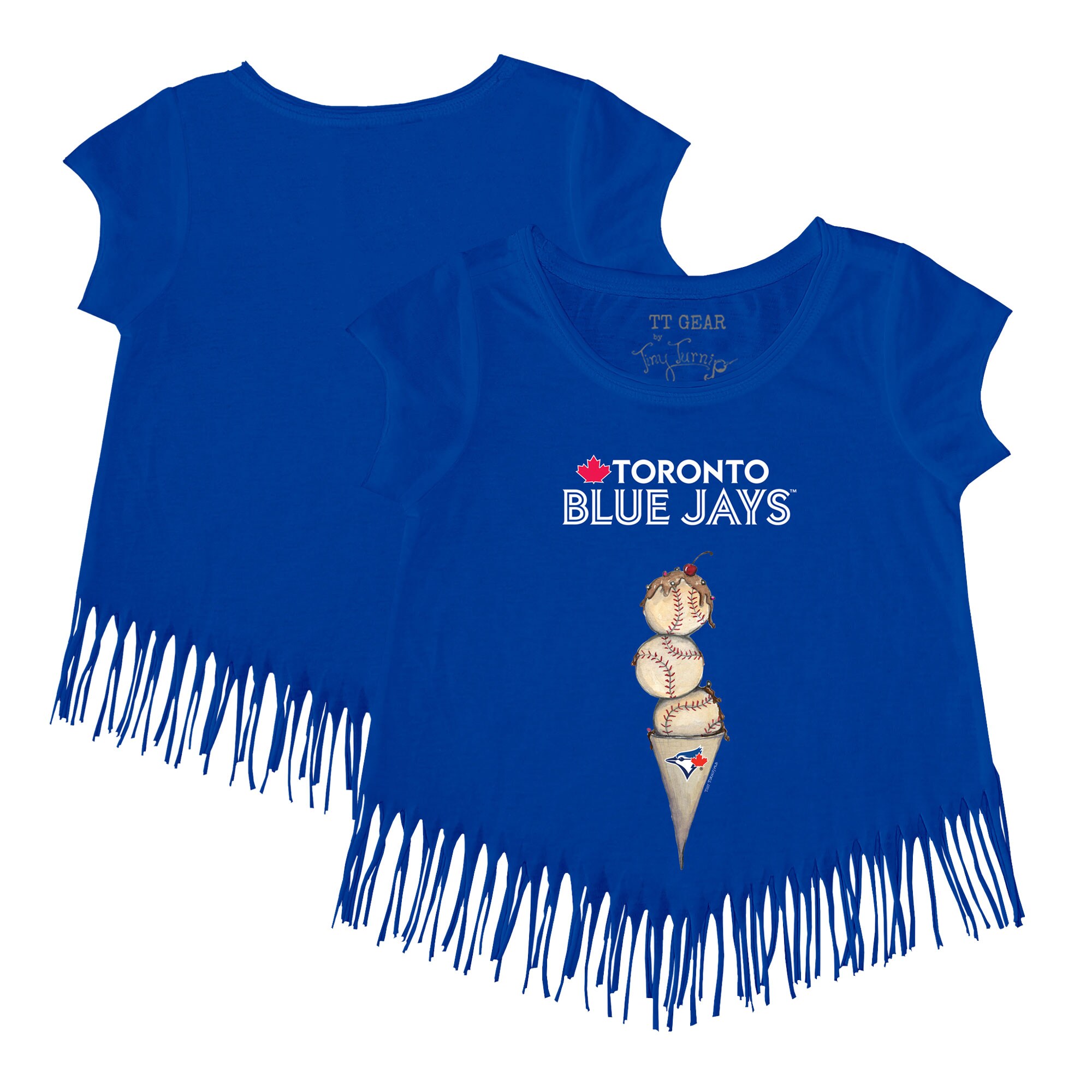 Girls Toddler Toronto Blue Jays Tiny Turnip Royal Triple Scoop Fringe T-Shirt