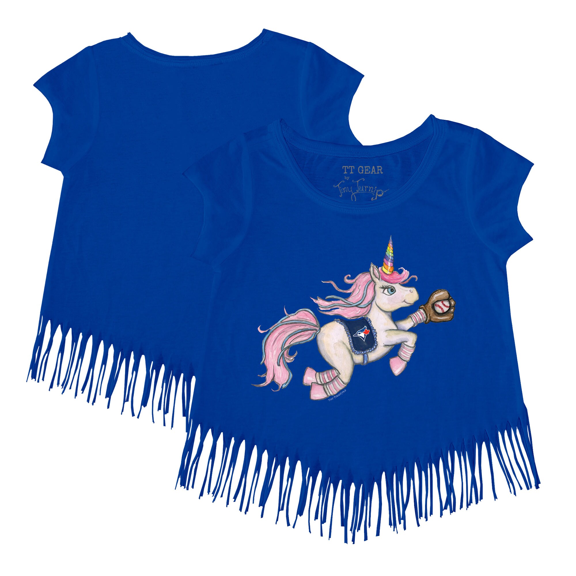 Girls Toddler Toronto Blue Jays Tiny Turnip Royal Unicorn Fringe T-Shirt