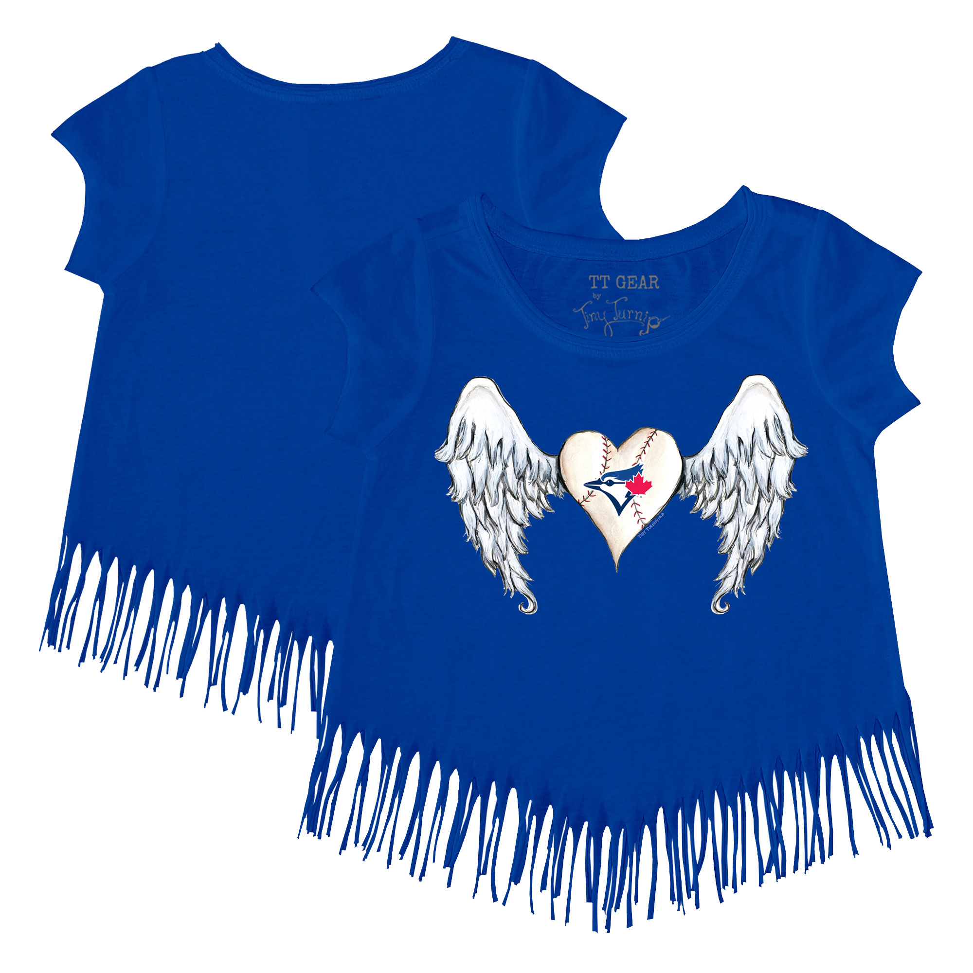 Girls Youth Toronto Blue Jays Tiny Turnip Royal Angel Wings Fringe T-Shirt