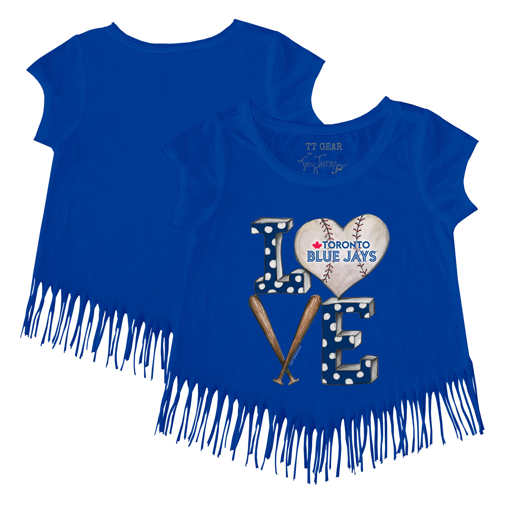 Girls Youth Toronto Blue Jays Tiny Turnip Royal Baseball Love Fringe T-Shirt