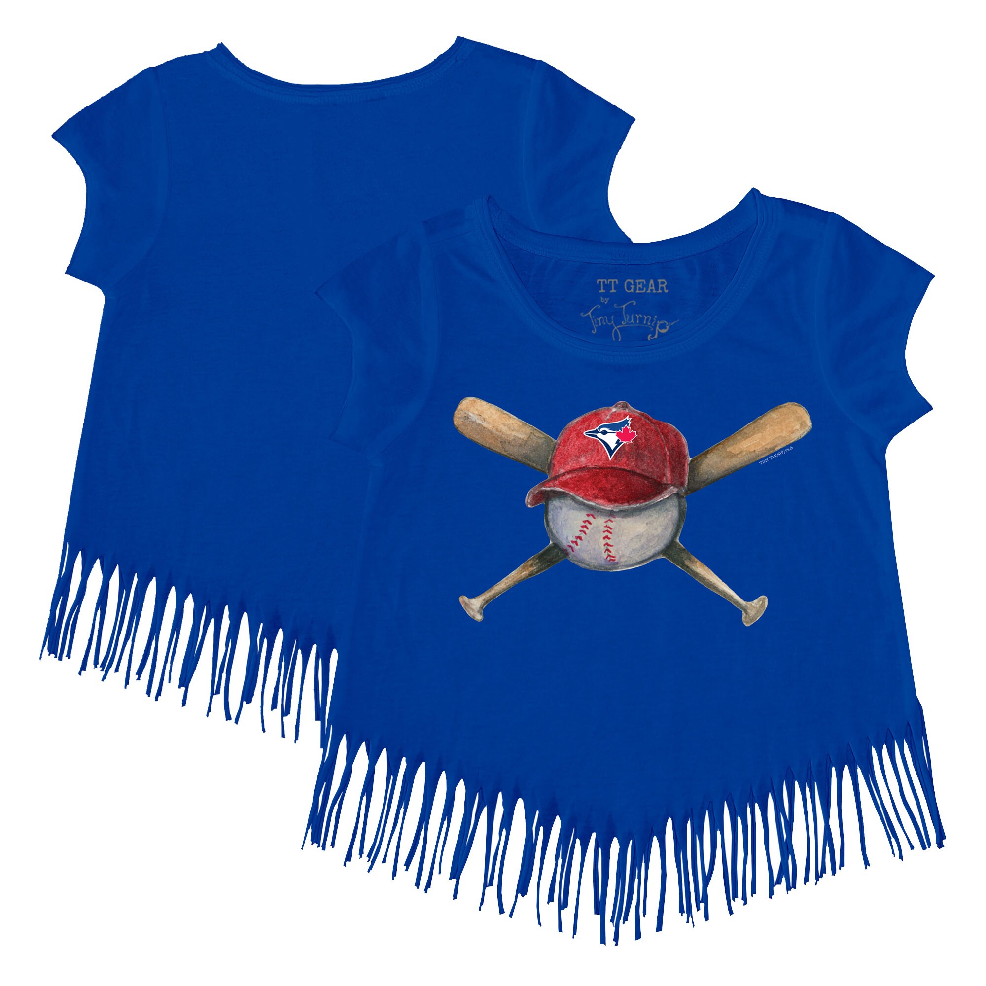 Girls Youth Toronto Blue Jays Tiny Turnip Royal Hat Crossbats Fringe T-Shirt