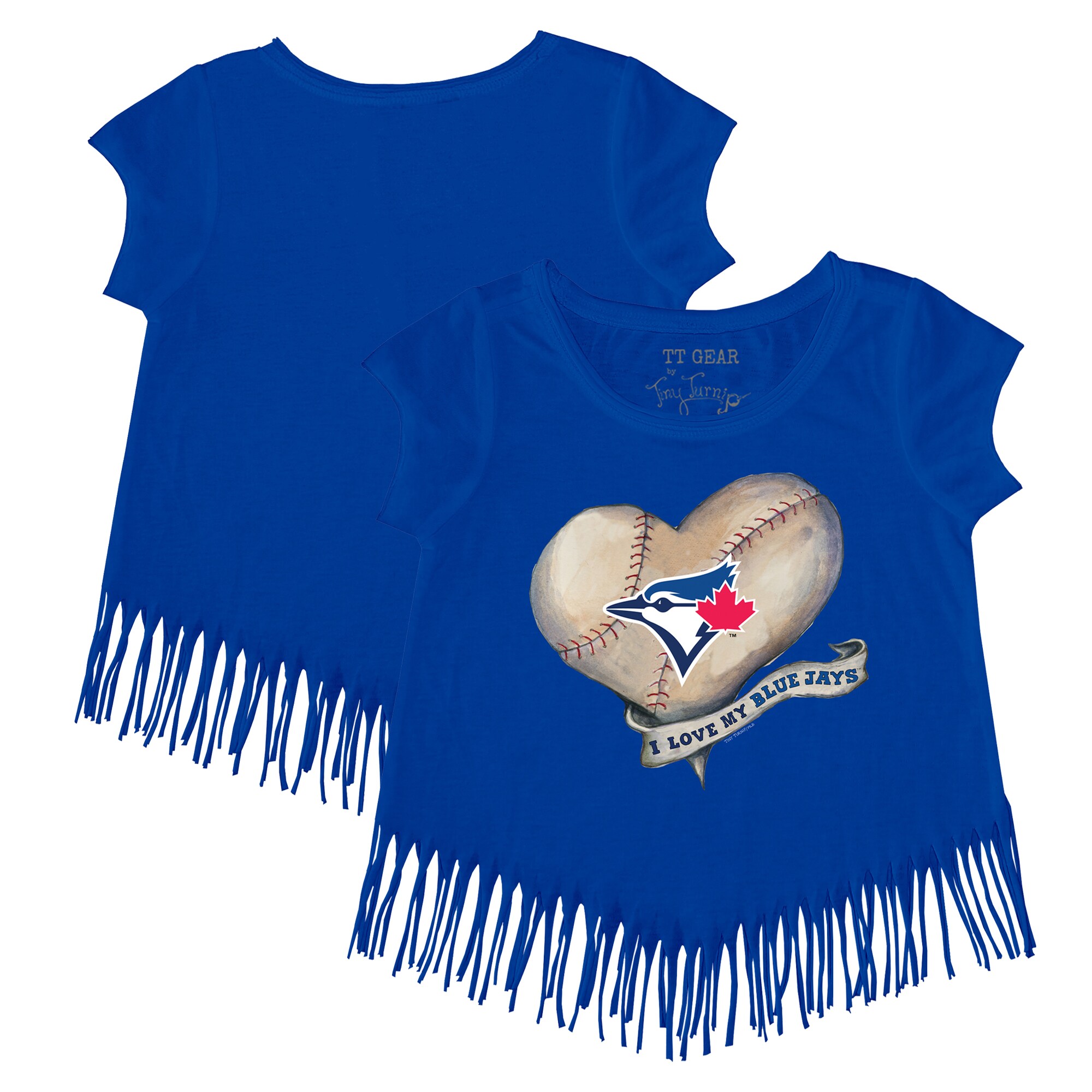 Girls Youth Toronto Blue Jays Tiny Turnip Royal Heart Banner Fringe T-Shirt