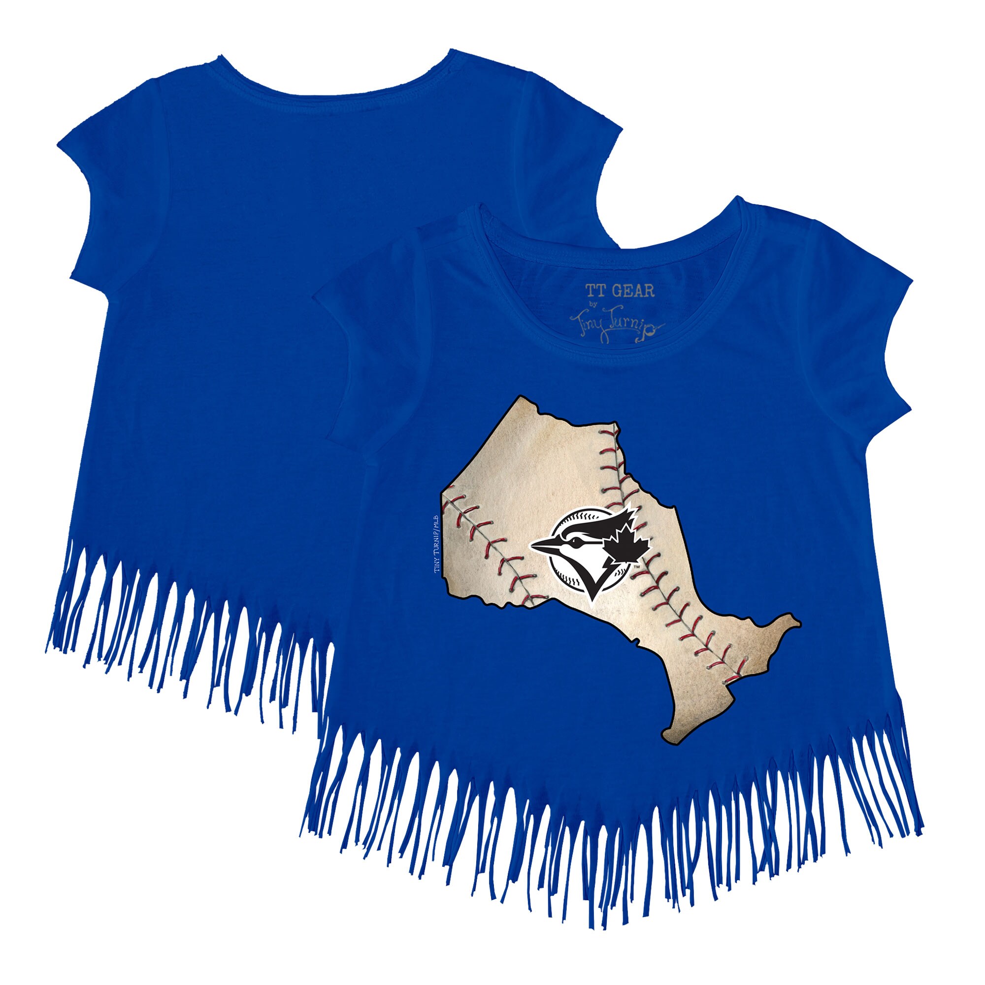 Girls Youth Toronto Blue Jays Tiny Turnip Royal Province Outline Fringe T-Shirt