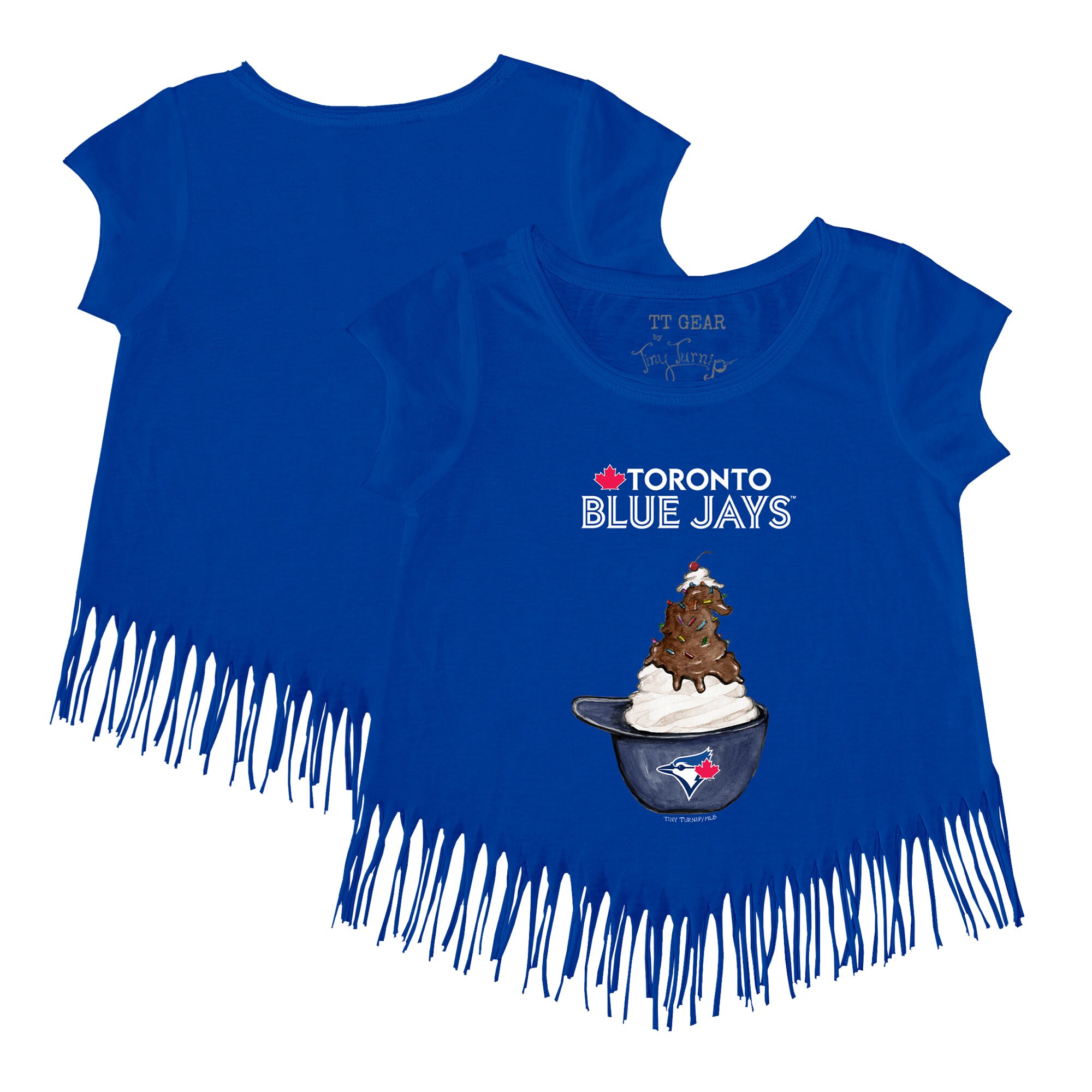 Girls Youth Toronto Blue Jays Tiny Turnip Royal Sundae Helmet Fringe T-Shirt