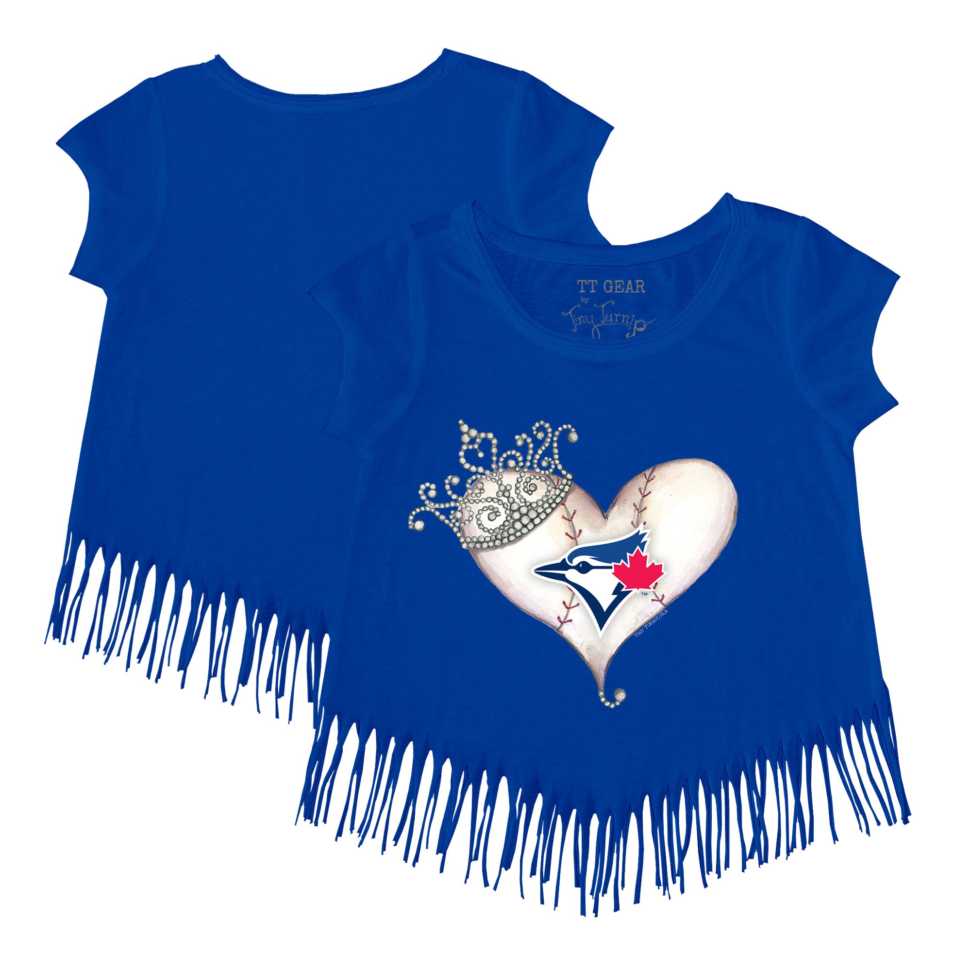 Girls Youth Toronto Blue Jays Tiny Turnip Royal Tiara Heart Fringe T-Shirt