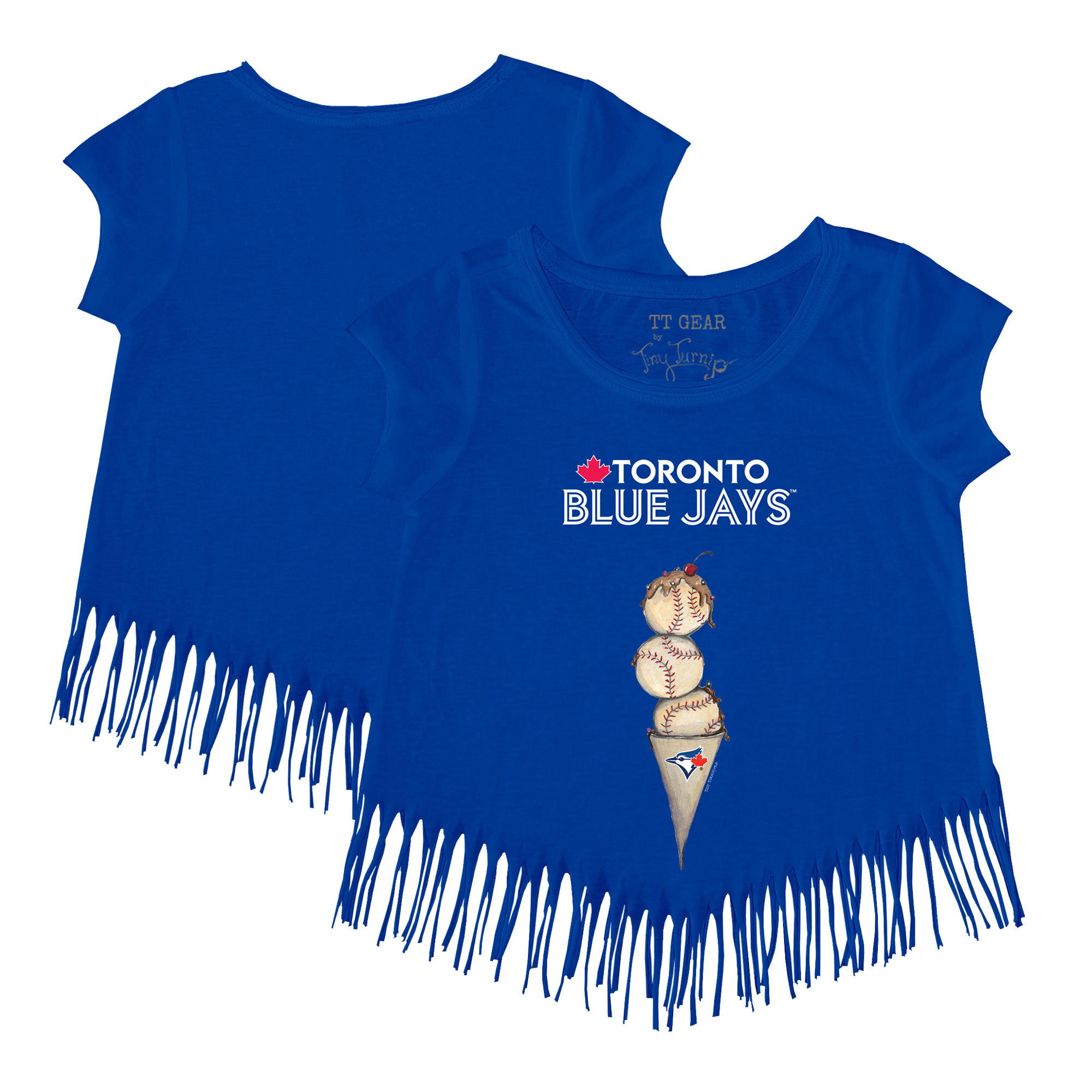 Girls Youth Toronto Blue Jays Tiny Turnip Royal Triple Scoop Fringe T-Shirt