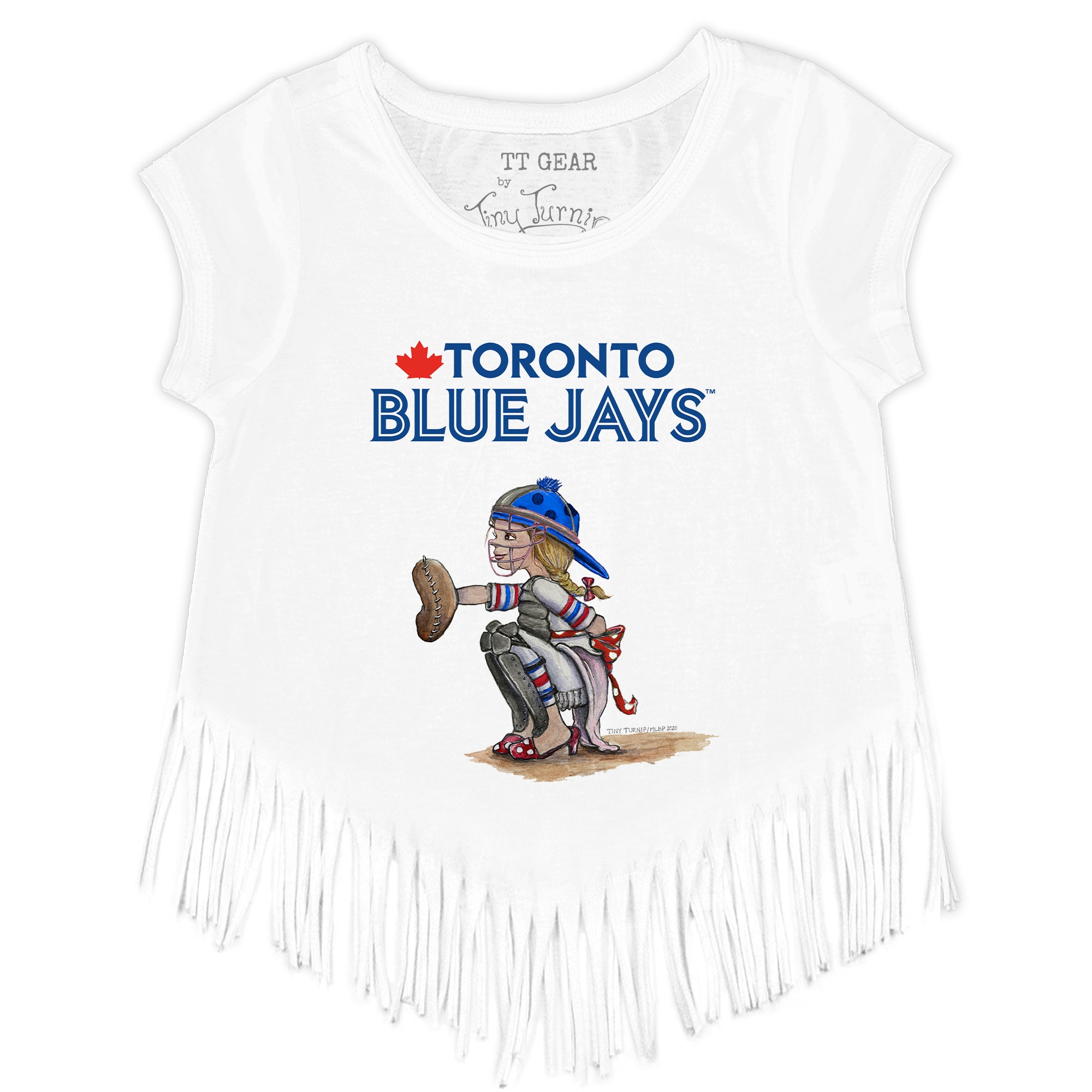 Girls Youth Toronto Blue Jays Tiny Turnip White Kate the Catcher Fringe T-Shirt