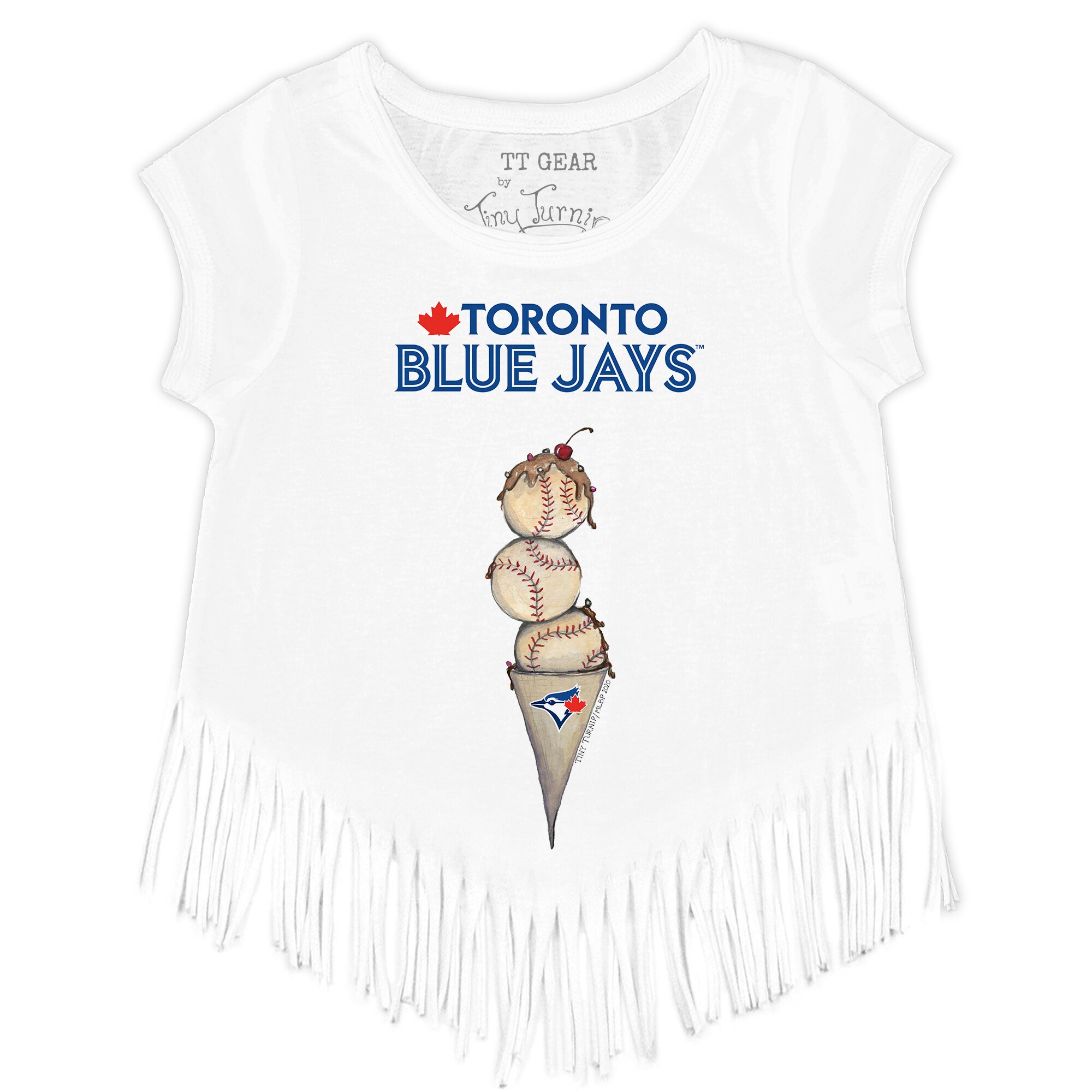 Girls Youth Toronto Blue Jays Tiny Turnip White Triple Scoop Fringe T-Shirt