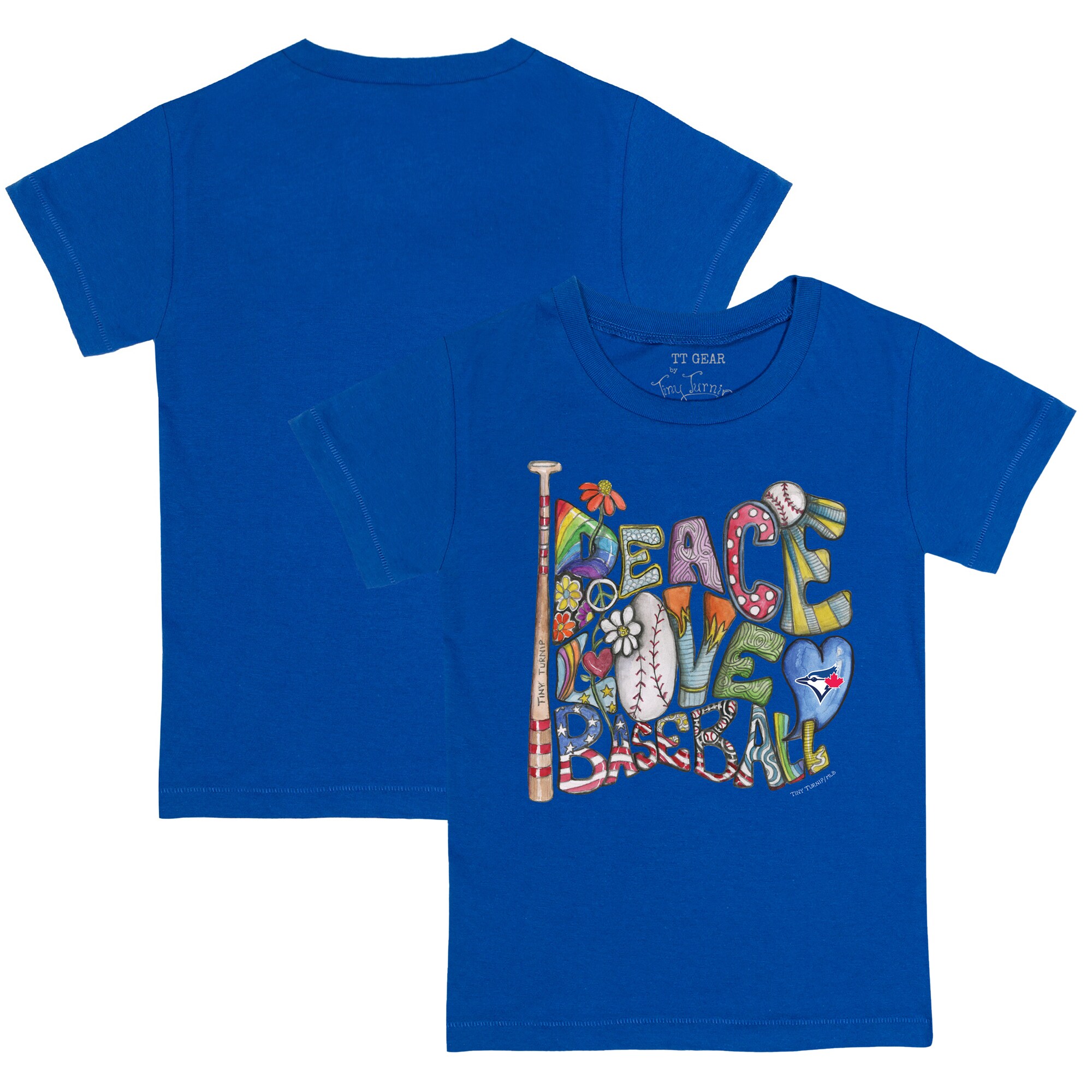 Infant Toronto Blue Jays Tiny Turnip Royal Peace Love Baseball T-Shirt