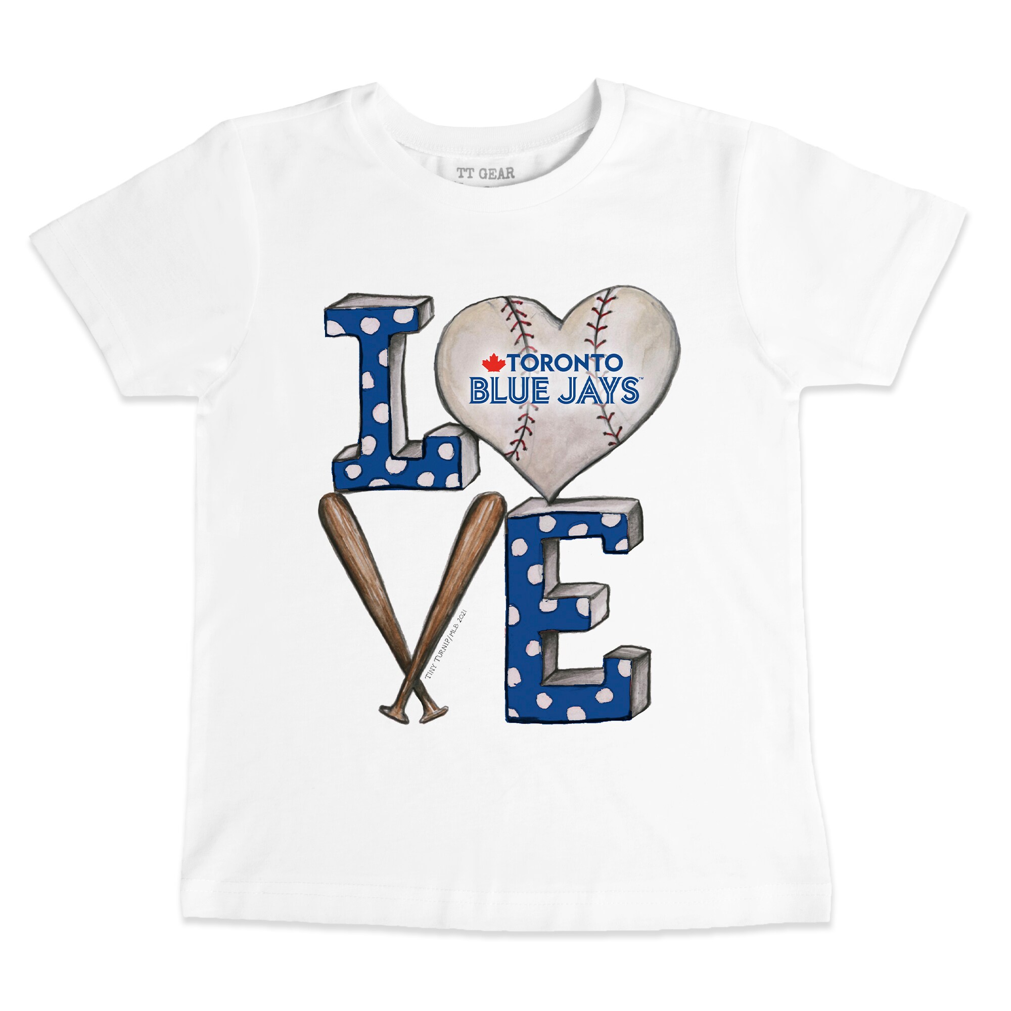 Infant Toronto Blue Jays Tiny Turnip White Baseball Love T-Shirt