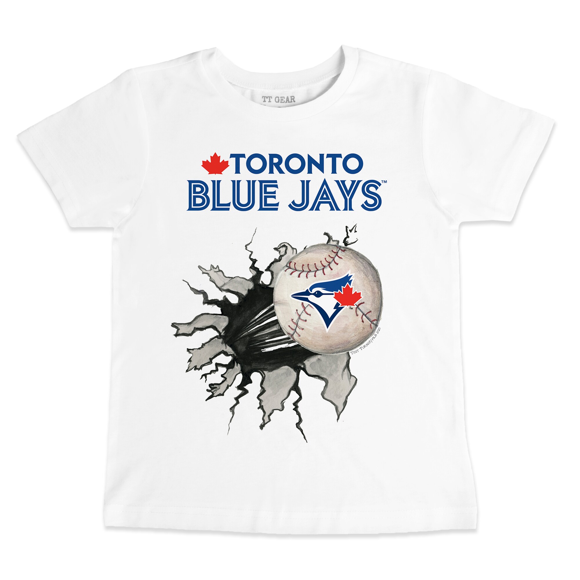 Infant Toronto Blue Jays Tiny Turnip White Baseball Tear T-Shirt