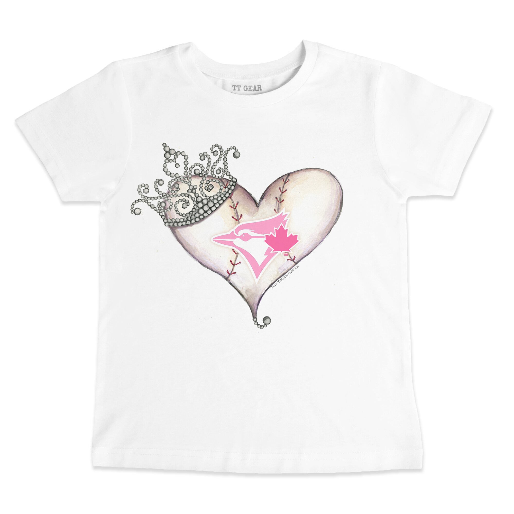 Infant Toronto Blue Jays Tiny Turnip White Baseball Tiara Heart T-Shirt