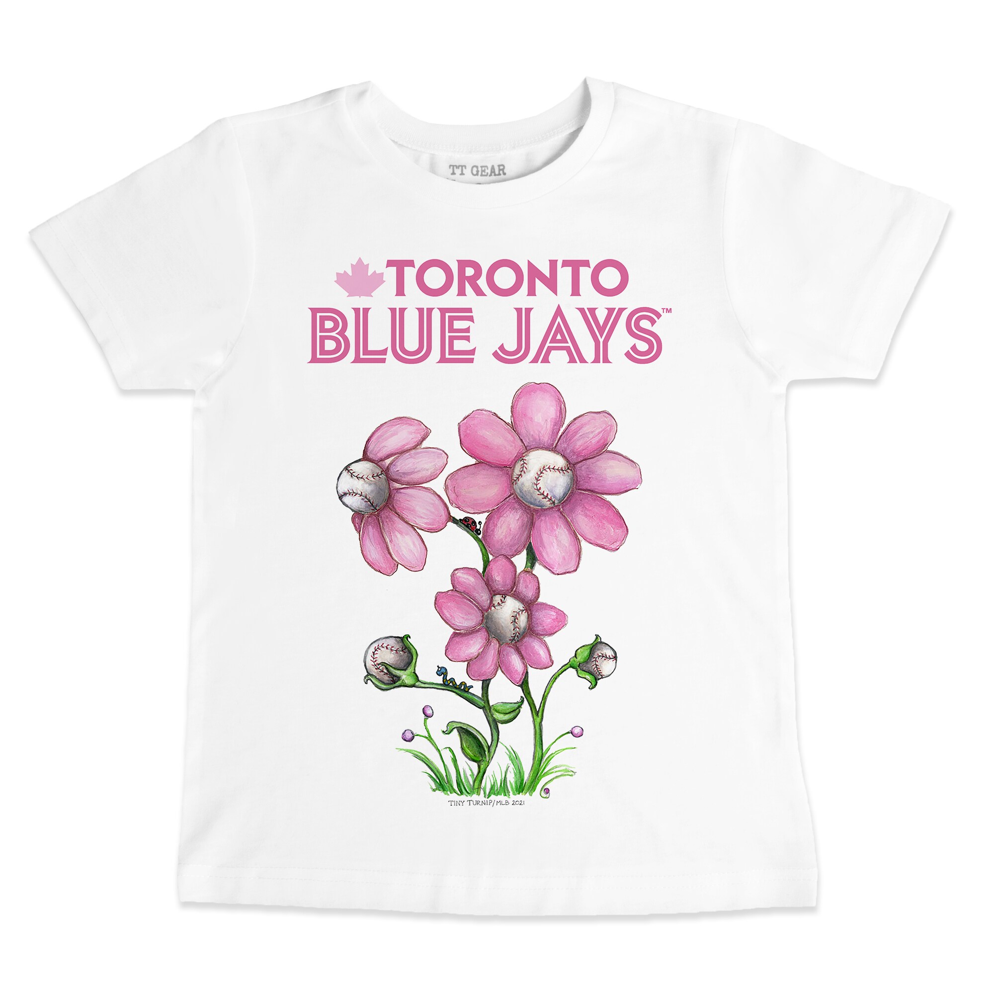 Infant Toronto Blue Jays Tiny Turnip White Blooming Baseballs T-Shirt