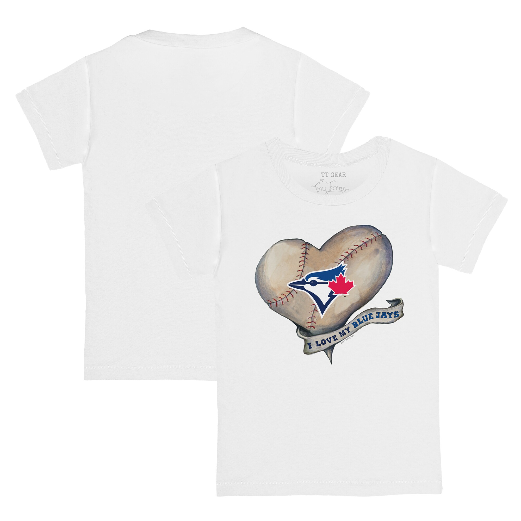 Infant Toronto Blue Jays Tiny Turnip White Heart Banner T-Shirt