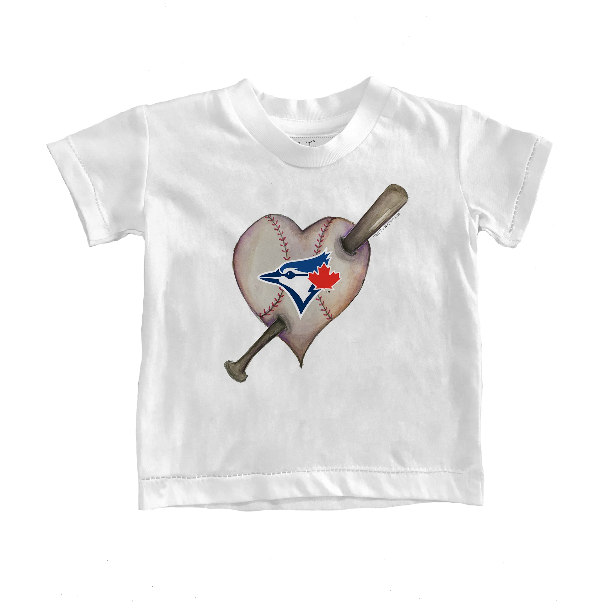 Infant Toronto Blue Jays Tiny Turnip White Heart Bat T-Shirt