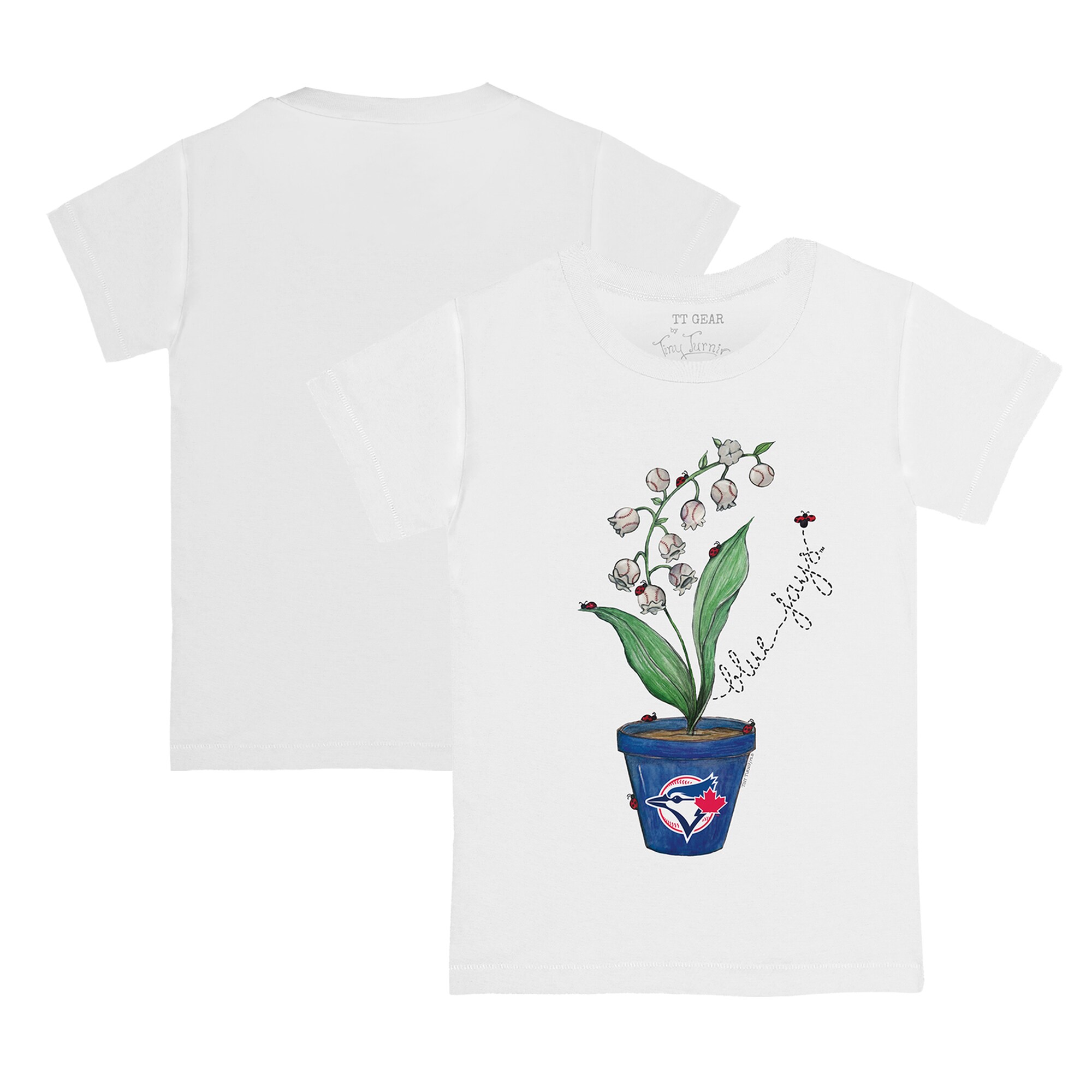 Infant Toronto Blue Jays Tiny Turnip White Lilies & Ladybugs T-Shirt