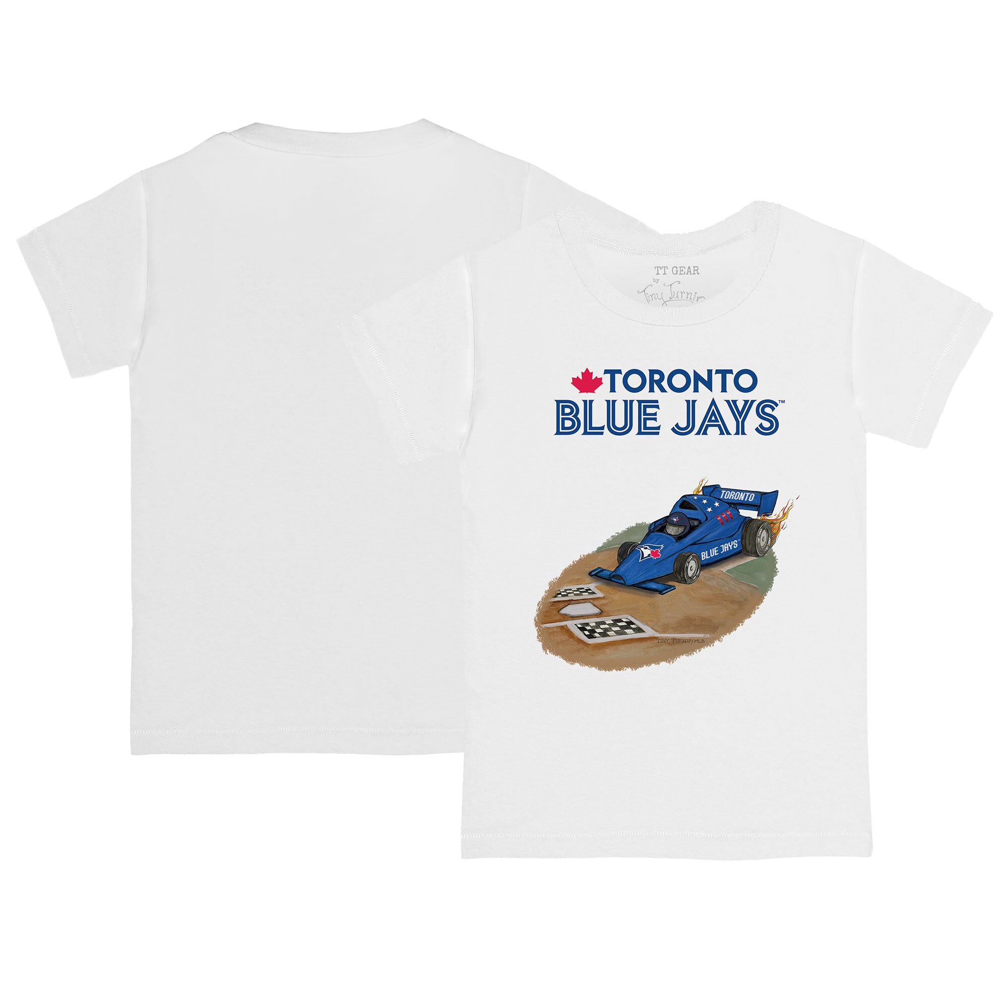 Infant Toronto Blue Jays Tiny Turnip White Race Car T-Shirt