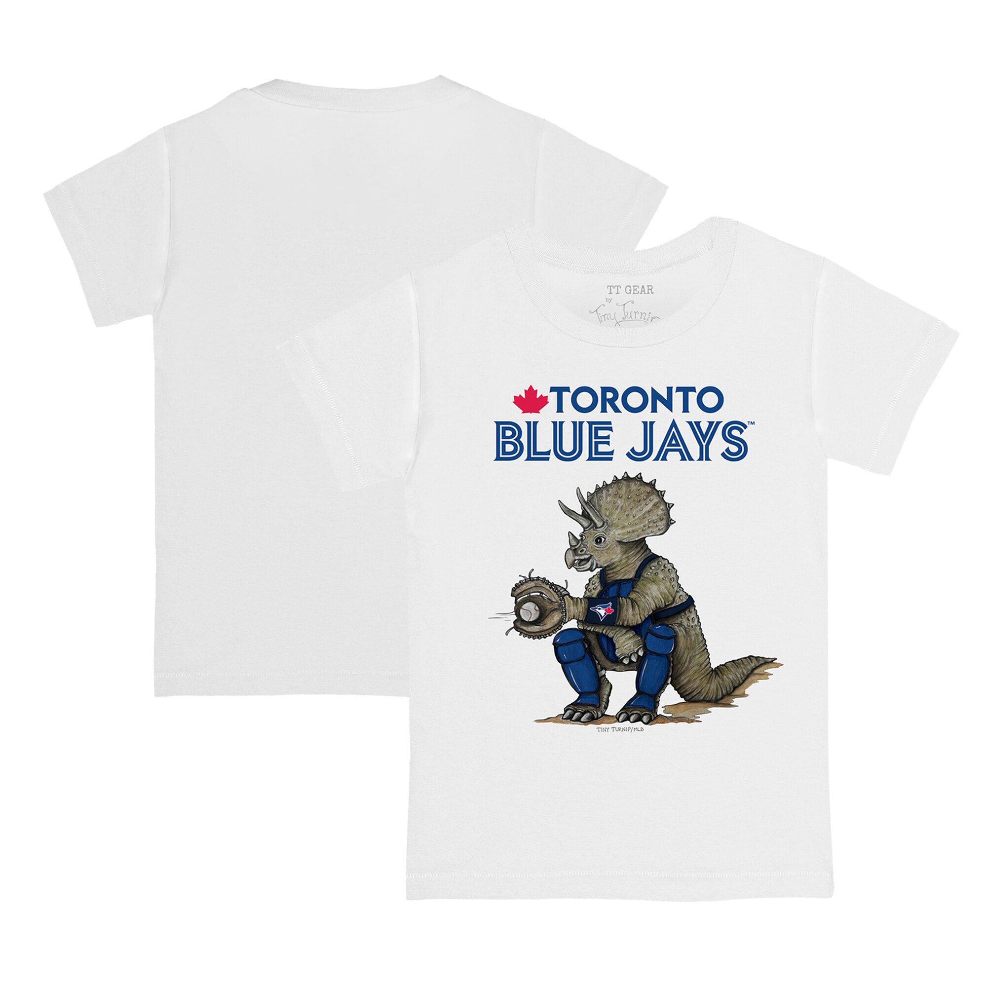 Infant Toronto Blue Jays Tiny Turnip White Triceratops T-Shirt