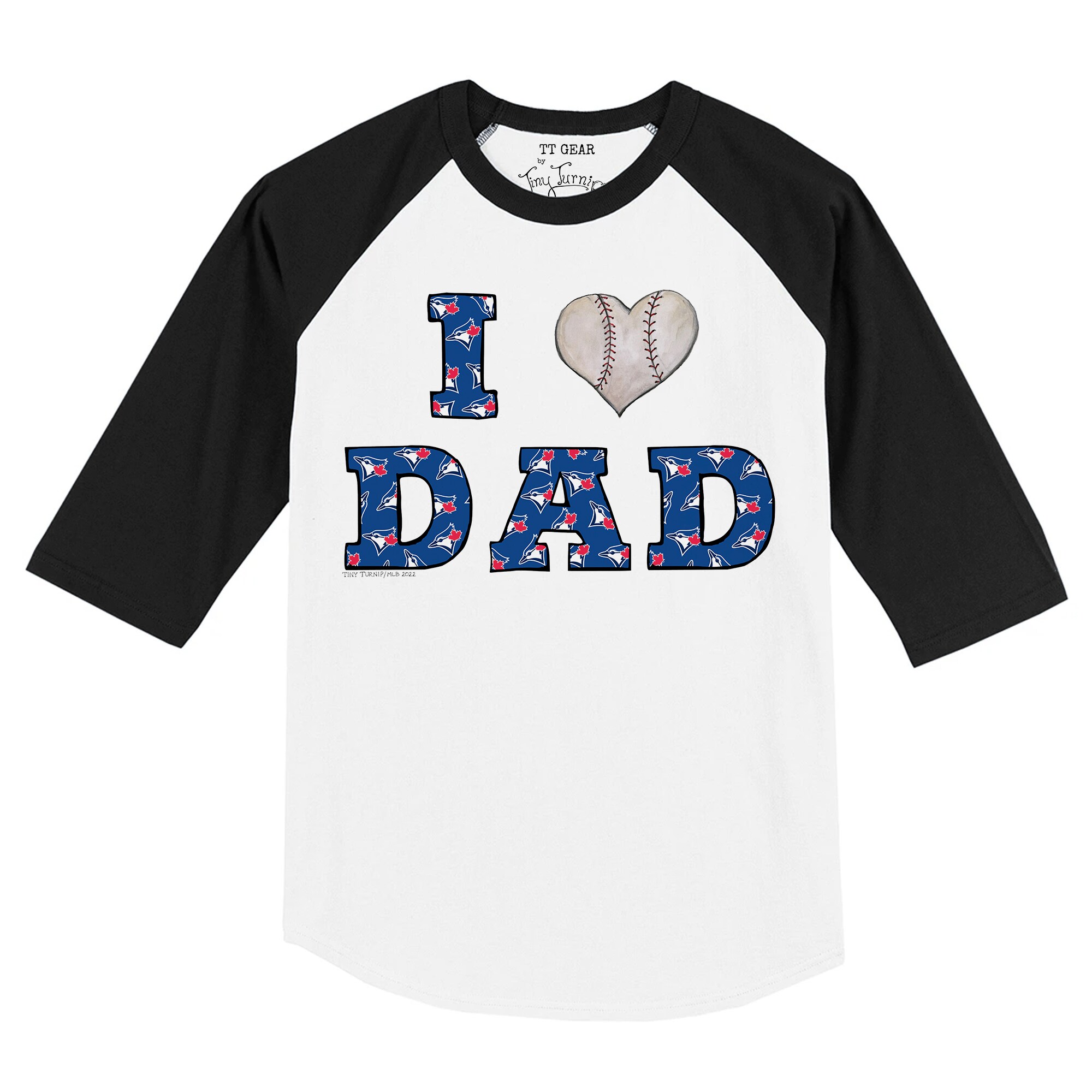Infant Toronto Blue Jays Tiny Turnip White/Black I Love Dad 3/4-Sleeve Raglan T-Shirt