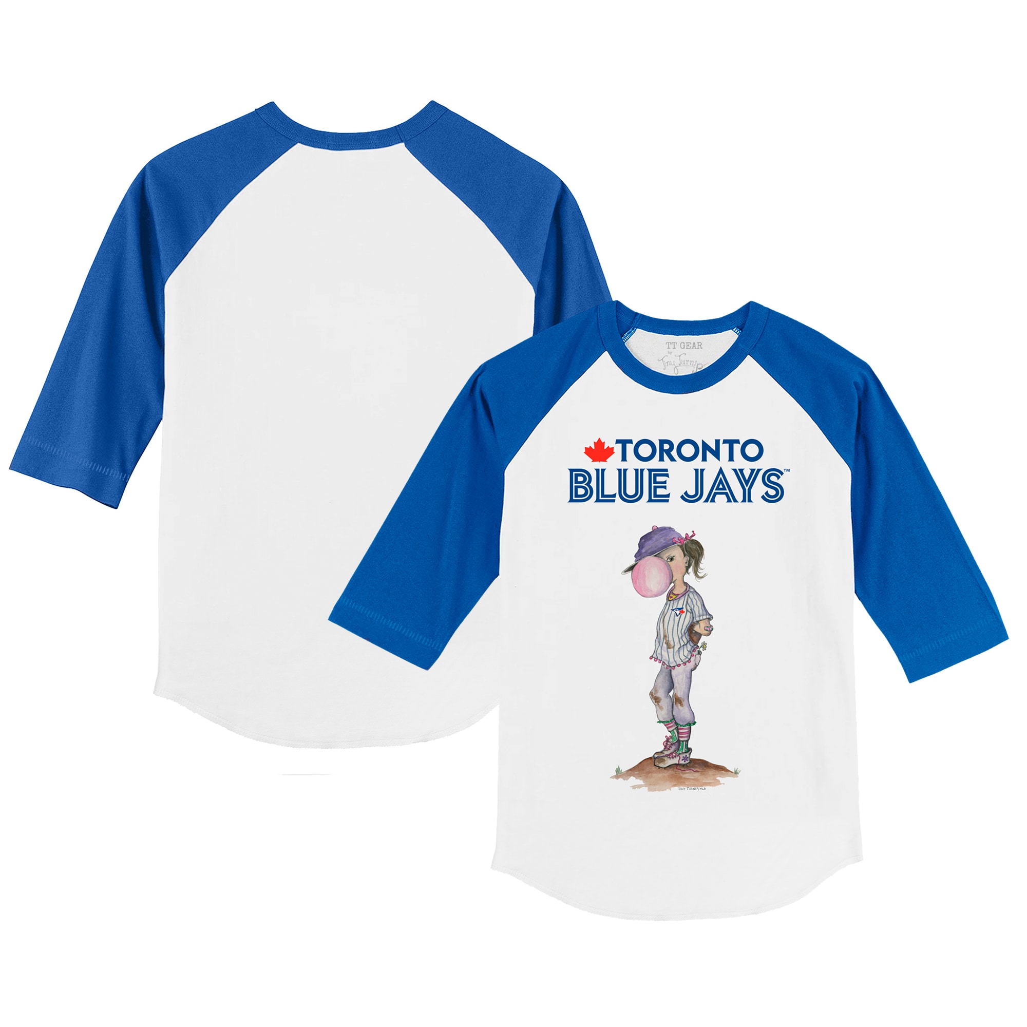 Infant Toronto Blue Jays Tiny Turnip White/Royal Bubbles Raglan 3/4 Sleeve T-Shirt