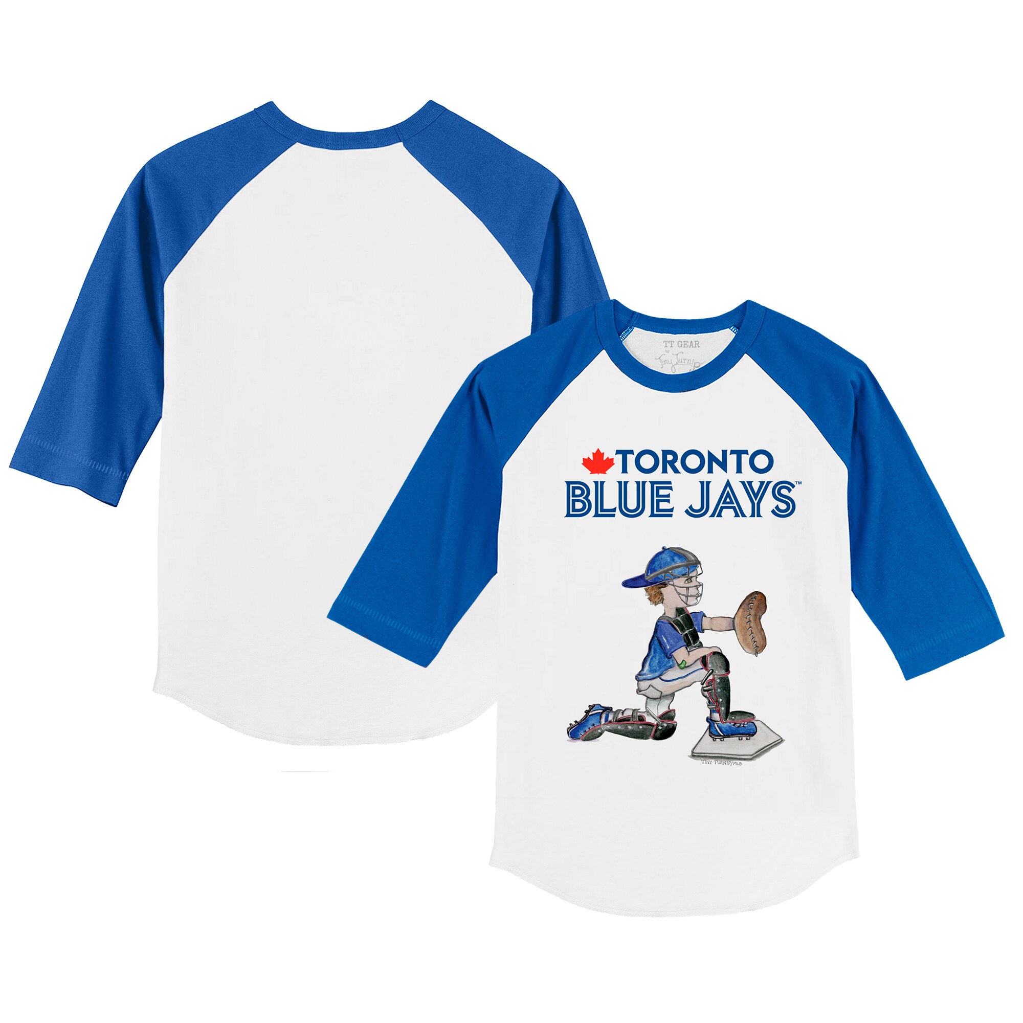 Infant Toronto Blue Jays Tiny Turnip White/Royal Caleb Raglan 3/4 Sleeve T-Shirt