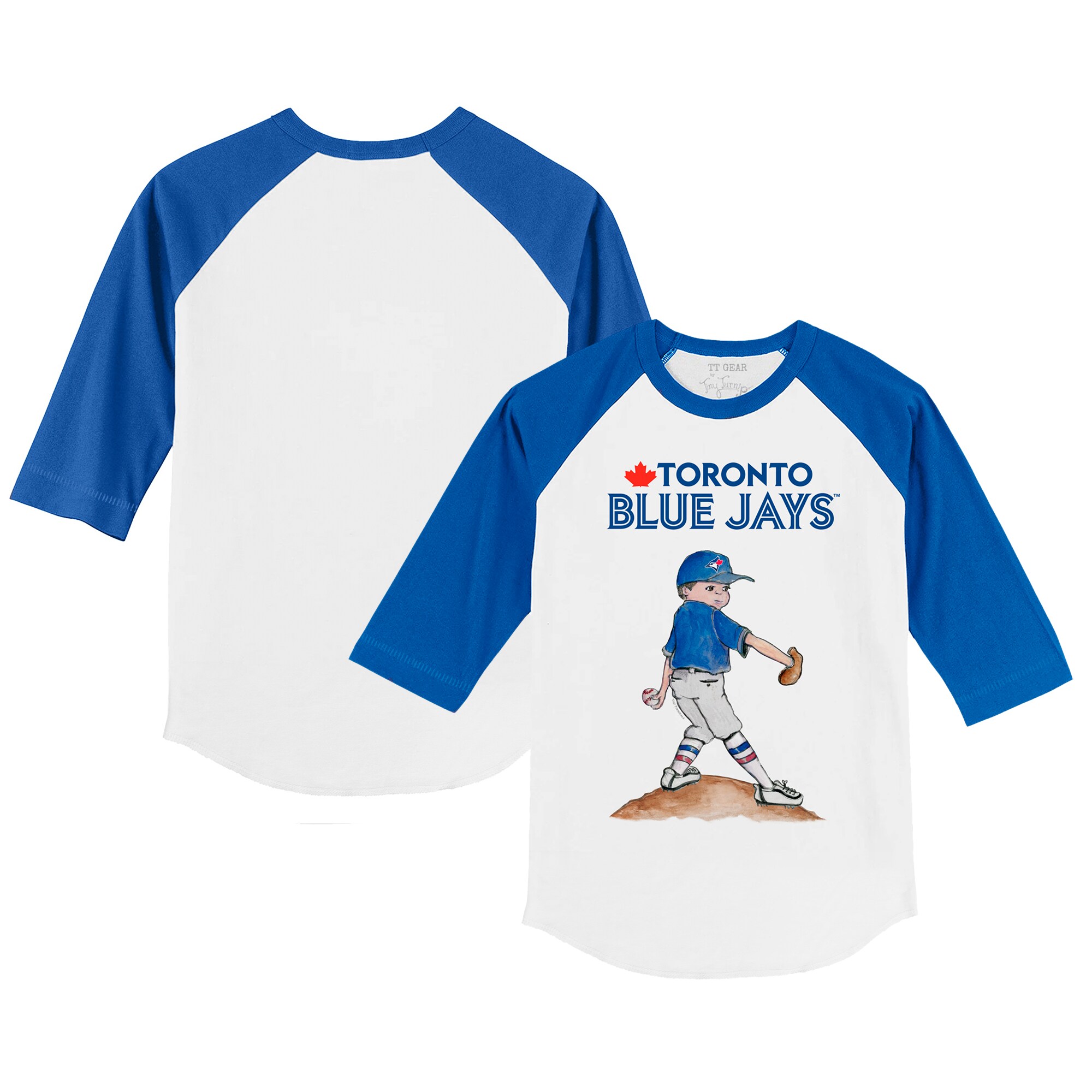 Infant Toronto Blue Jays Tiny Turnip White/Royal Clemente Raglan 3/4 Sleeve T-Shirt