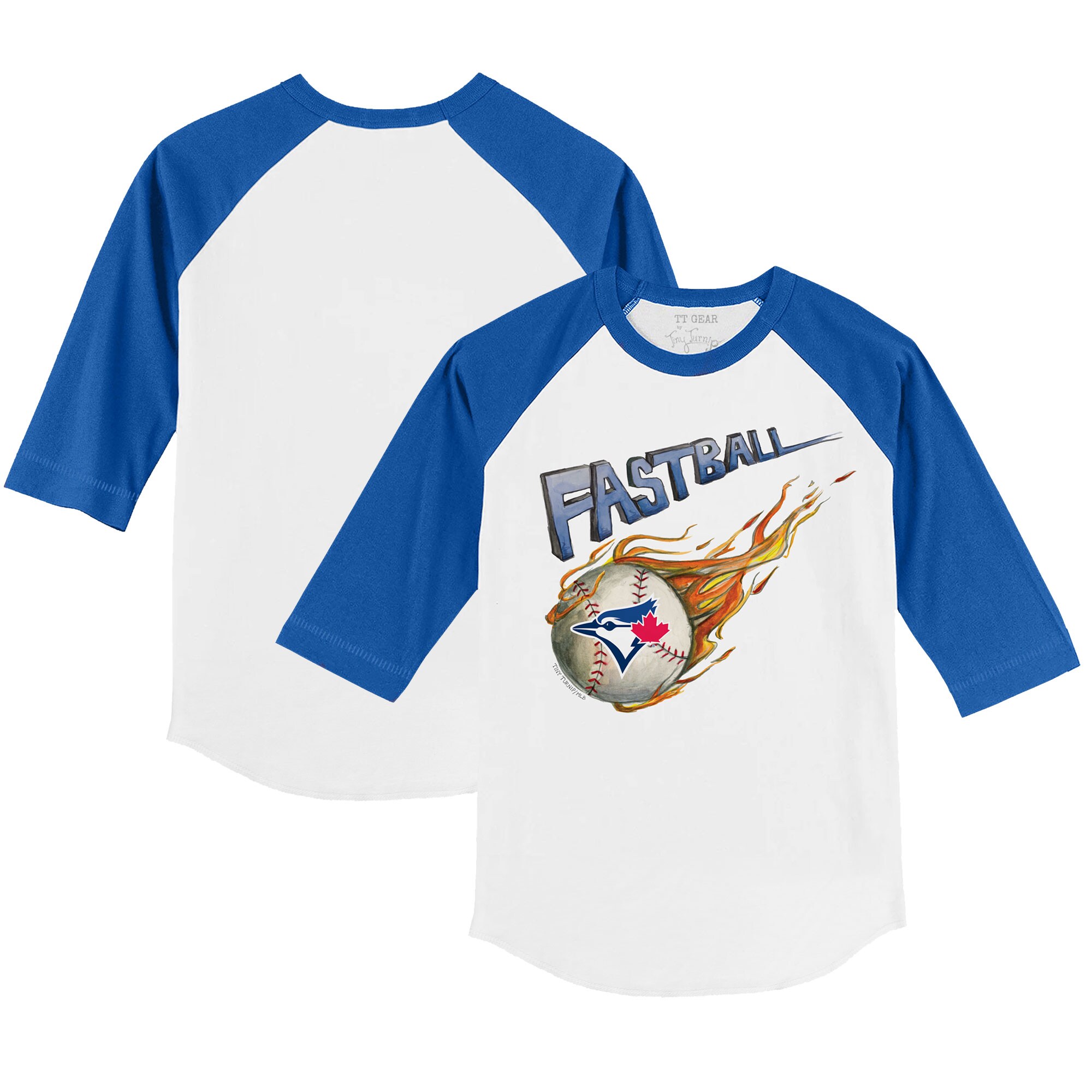 Infant Toronto Blue Jays Tiny Turnip White/Royal Fastball Raglan 3/4 Sleeve T-Shirt