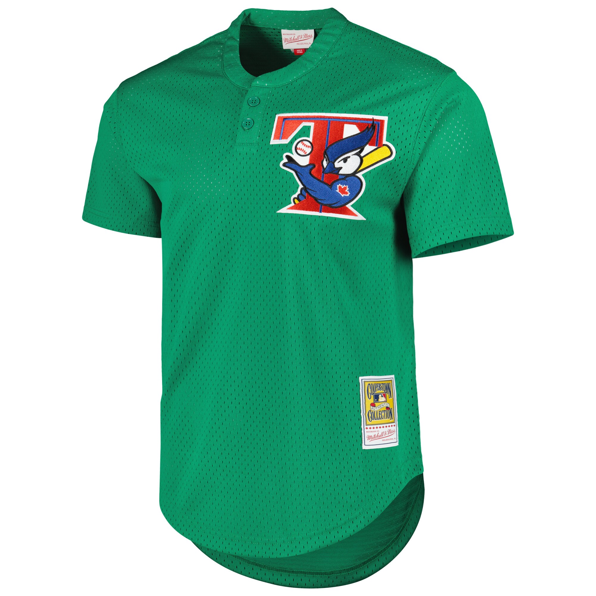 Men's Toronto Blue Jays Mitchell & Ness Green Cooperstown Collection Mesh Batting Practice Jersey - Image 2