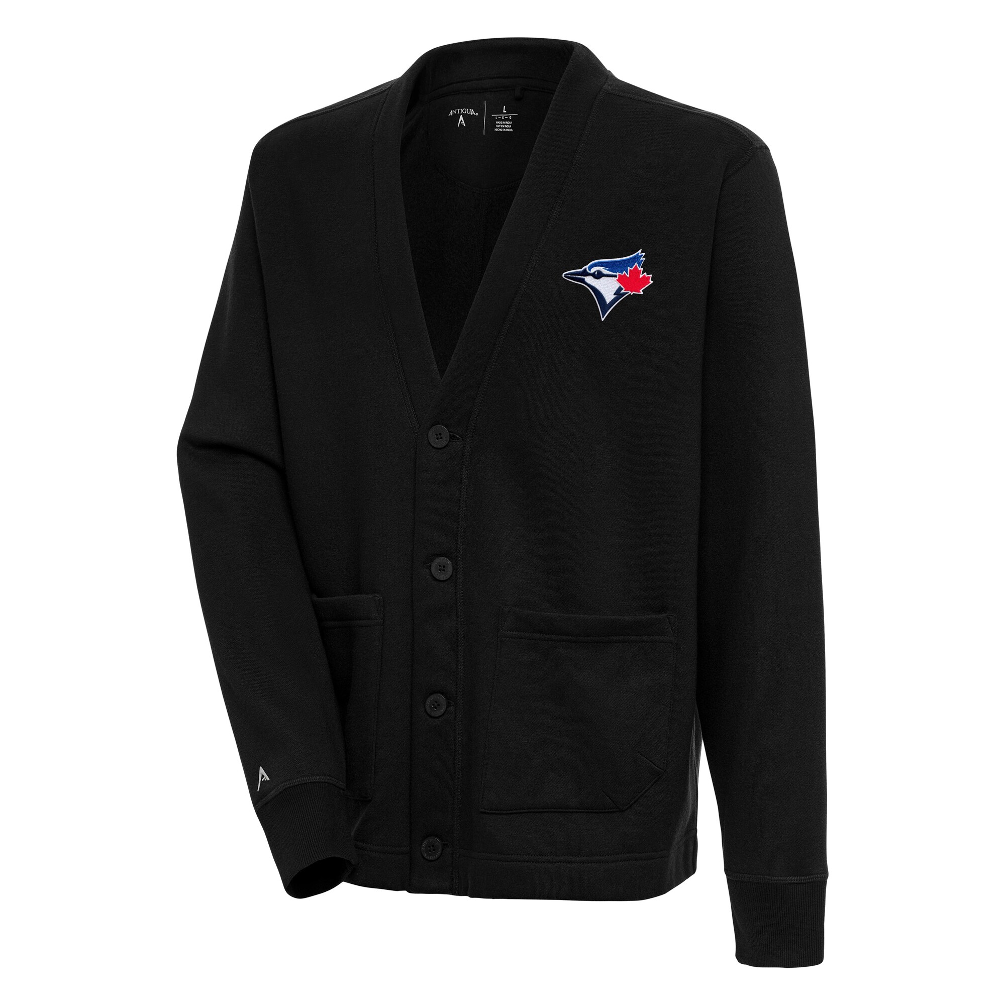 Men's Toronto Blue Jays  Antigua Black Button-Up Cardigan