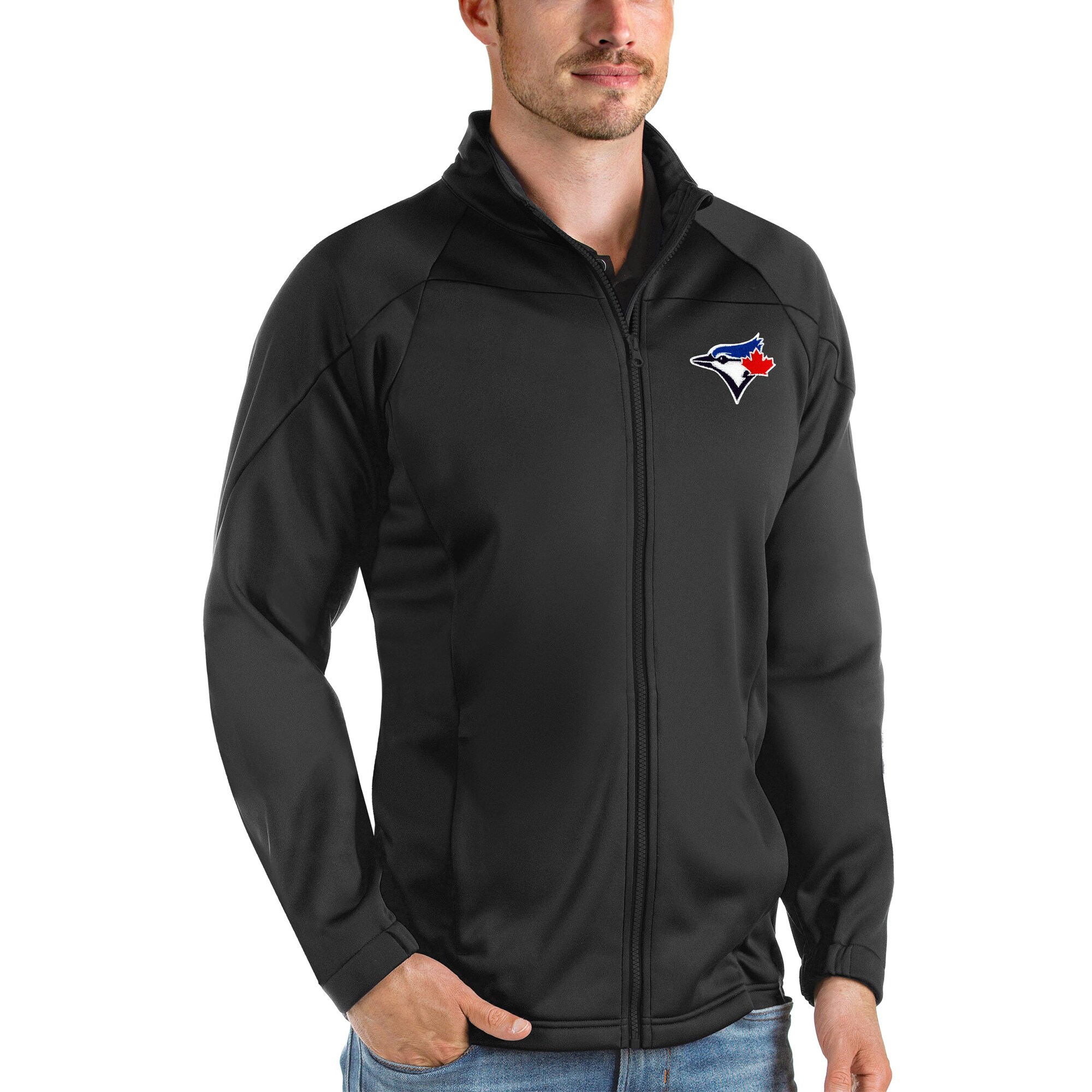 Men's Toronto Blue Jays Antigua Black Links Full-Zip Golf Jacket