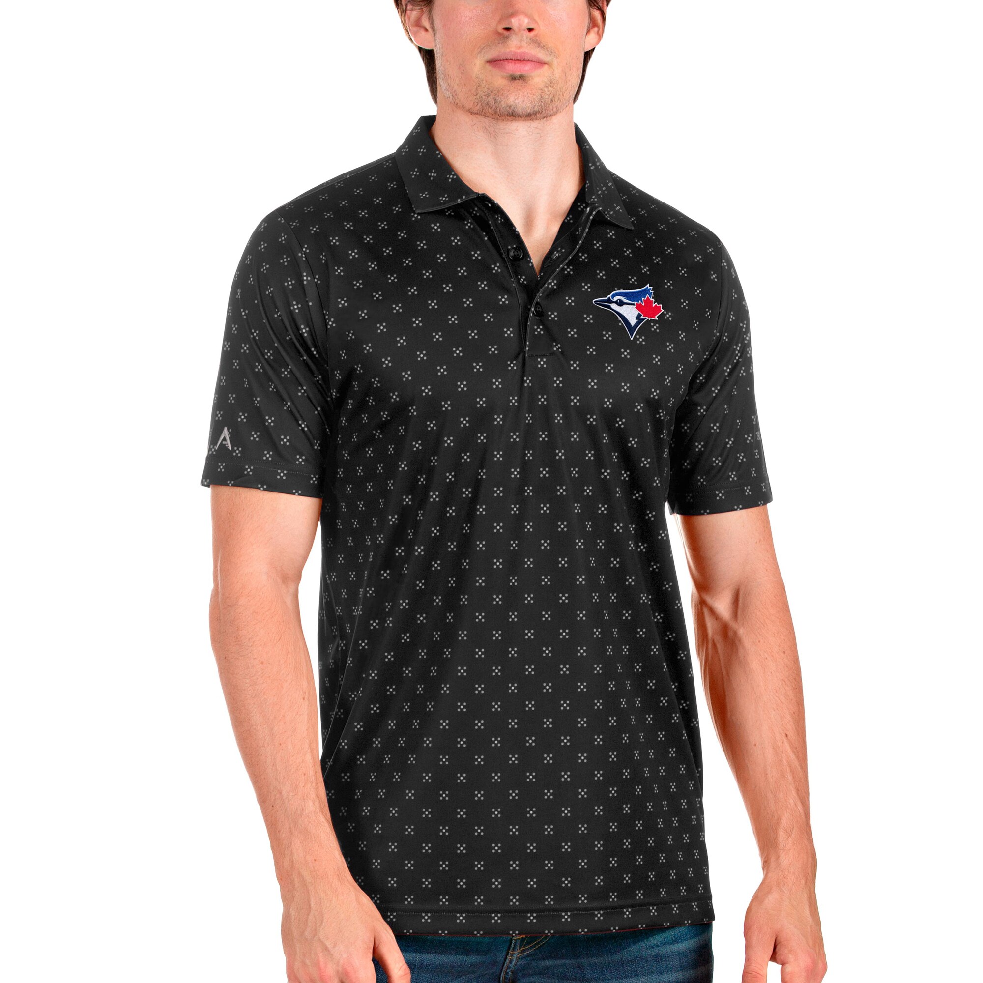 Men's Toronto Blue Jays Antigua Black Spark Polo