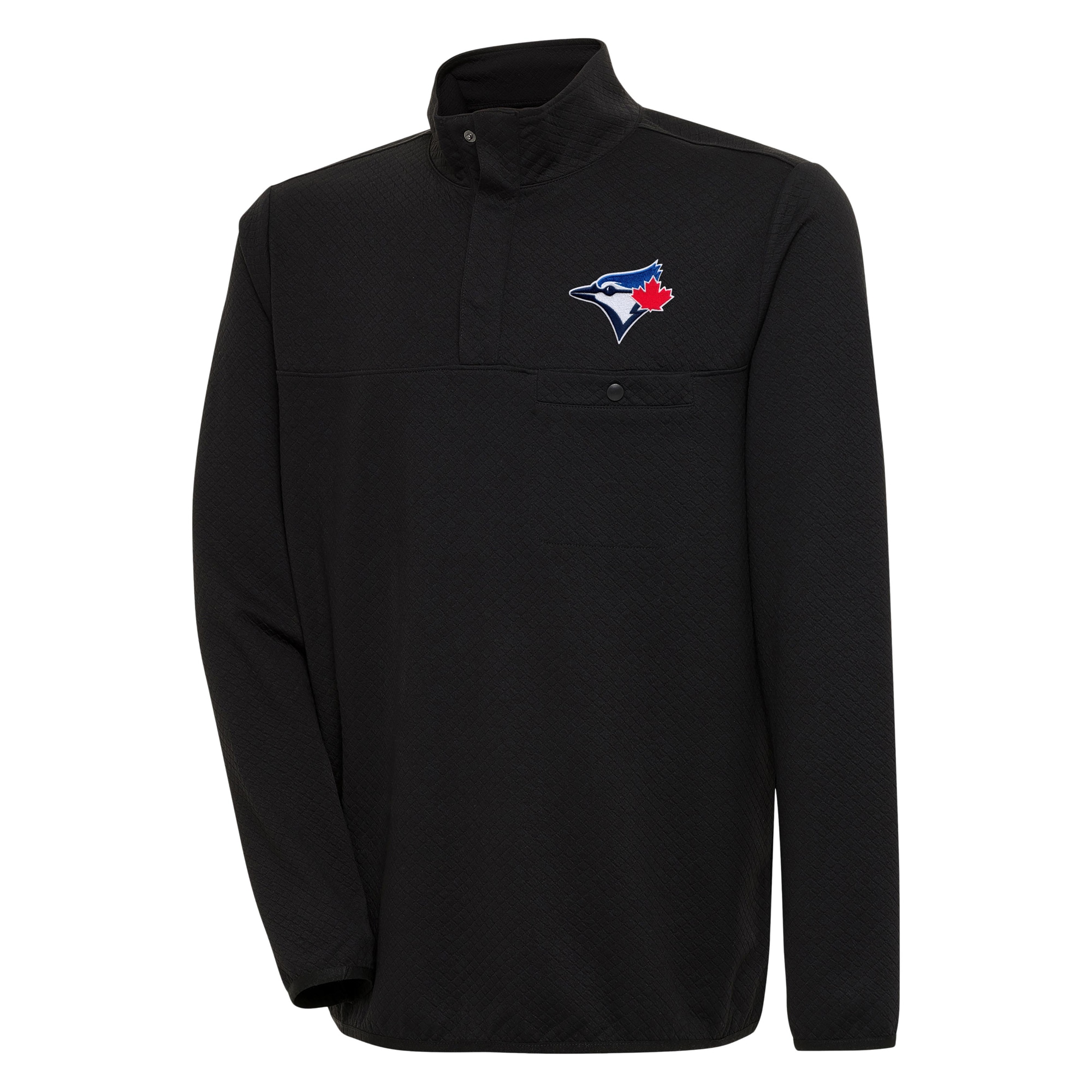Men's Toronto Blue Jays  Antigua Black Steamer Quarter-Snap Pullover Jacket
