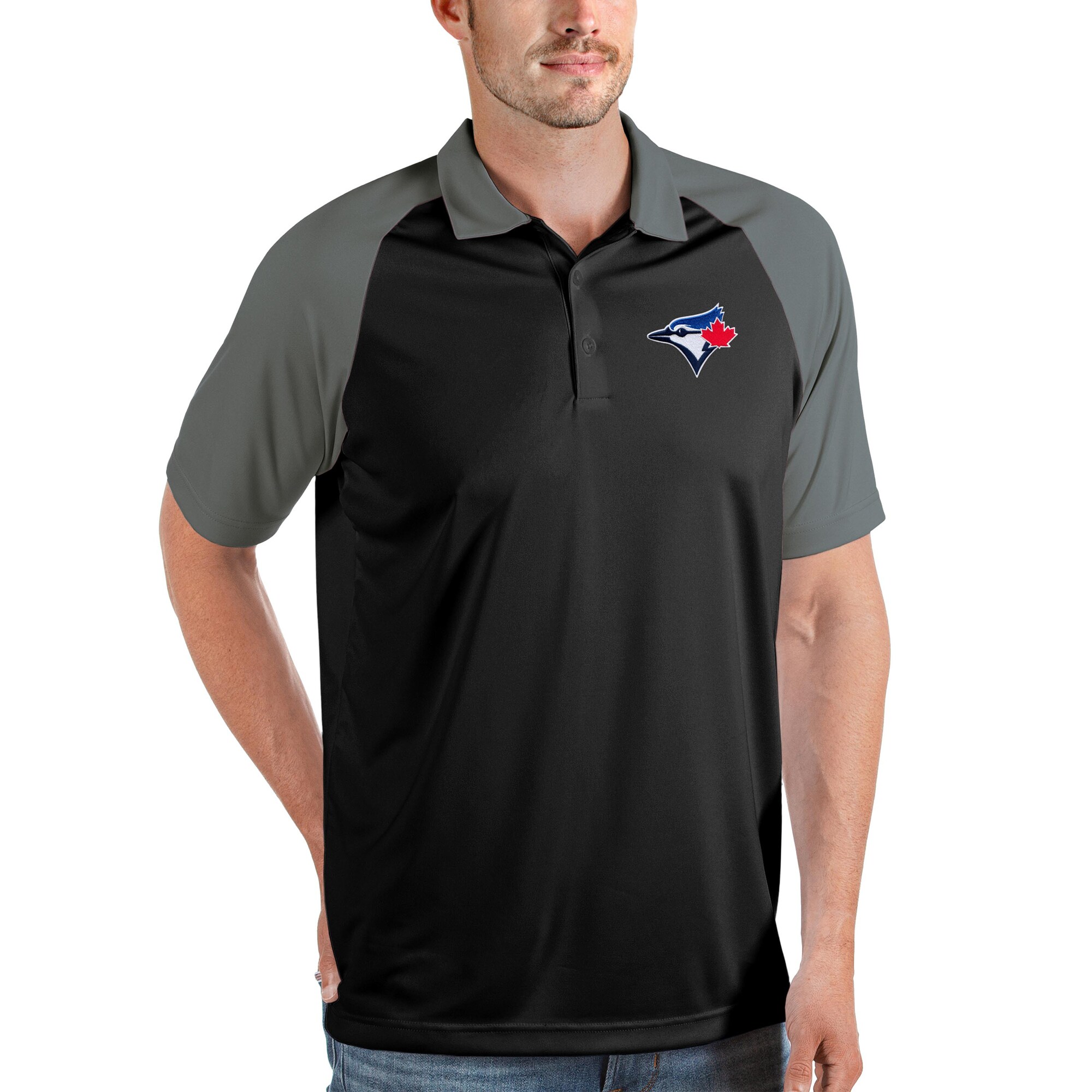 Men's Toronto Blue Jays Antigua Black/Gray Nova Polo