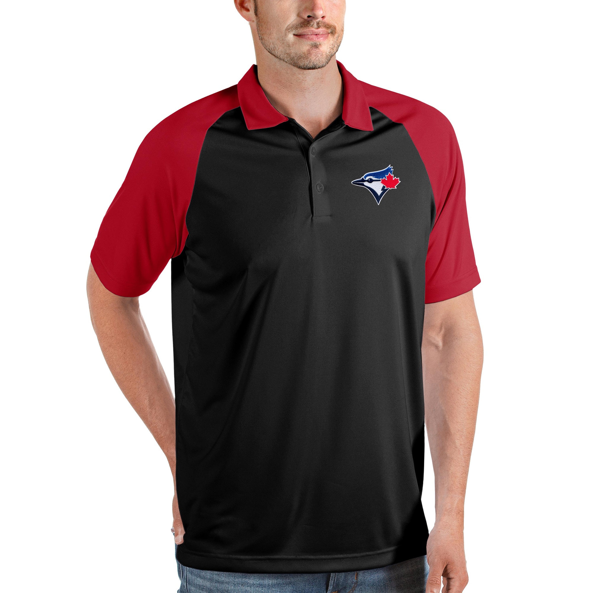 Men's Toronto Blue Jays Antigua Black/Red Nova Polo
