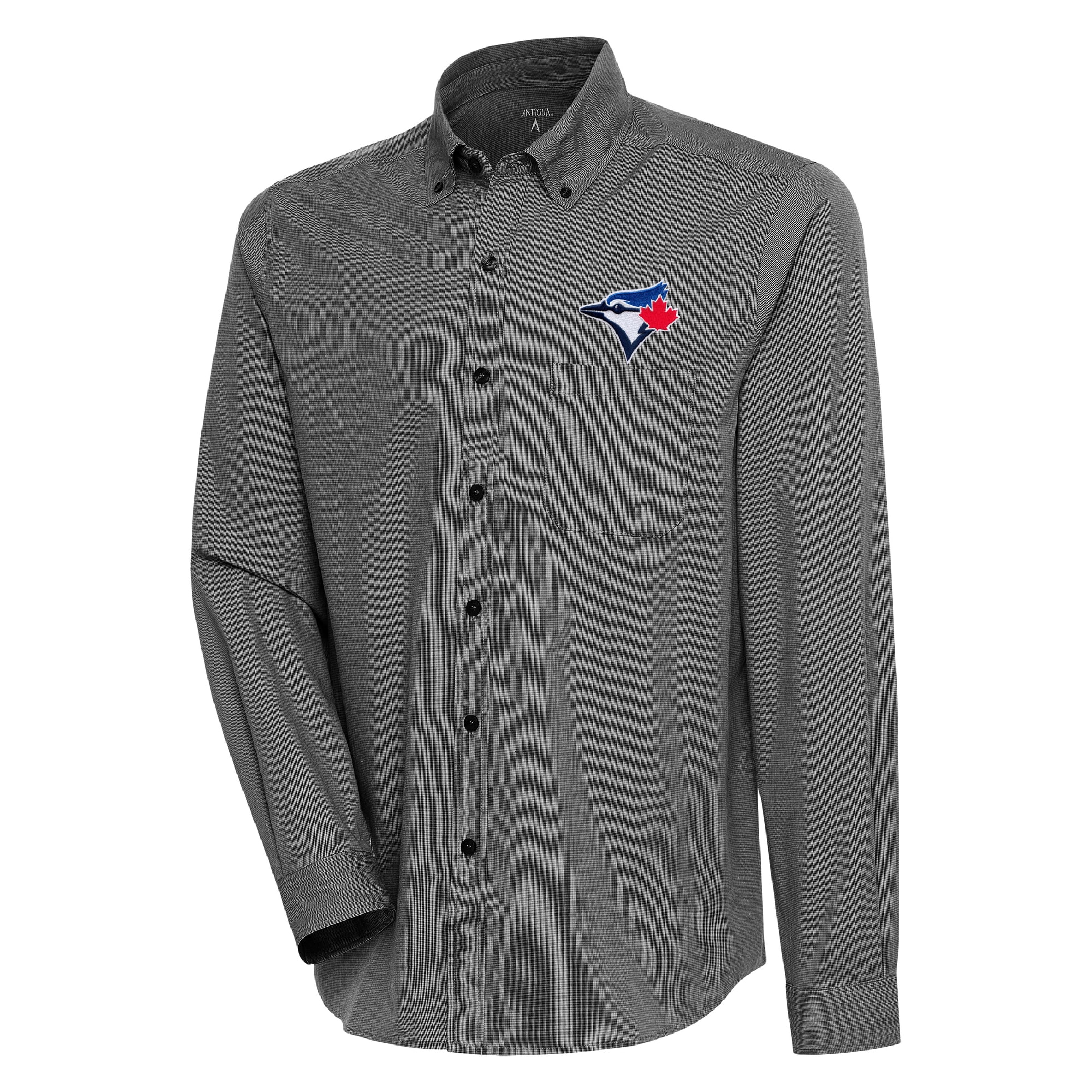 Men's Toronto Blue Jays  Antigua Black/White Compression Long Sleeve Button-Down Shirt