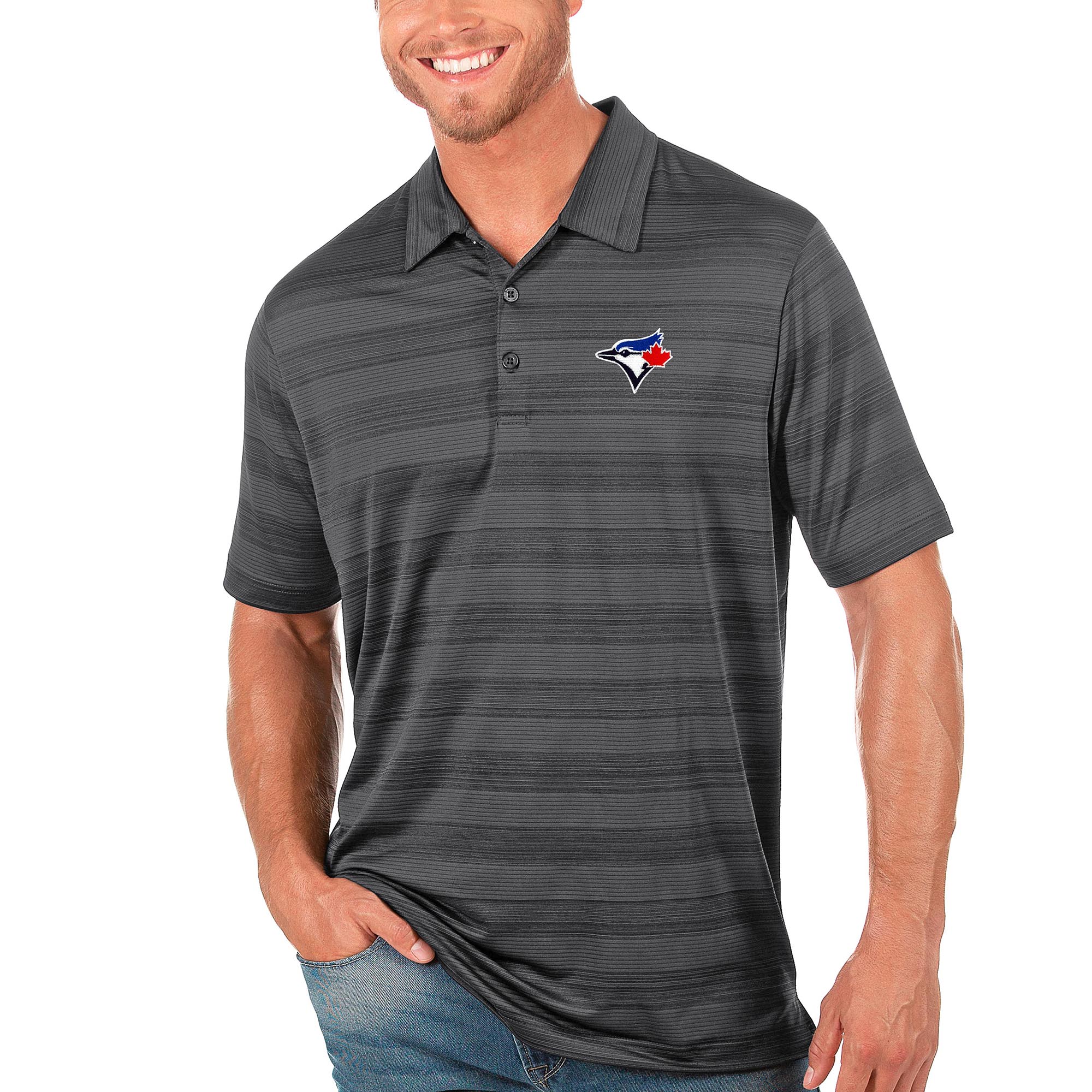 Men's Toronto Blue Jays Antigua Gray Compass Polo