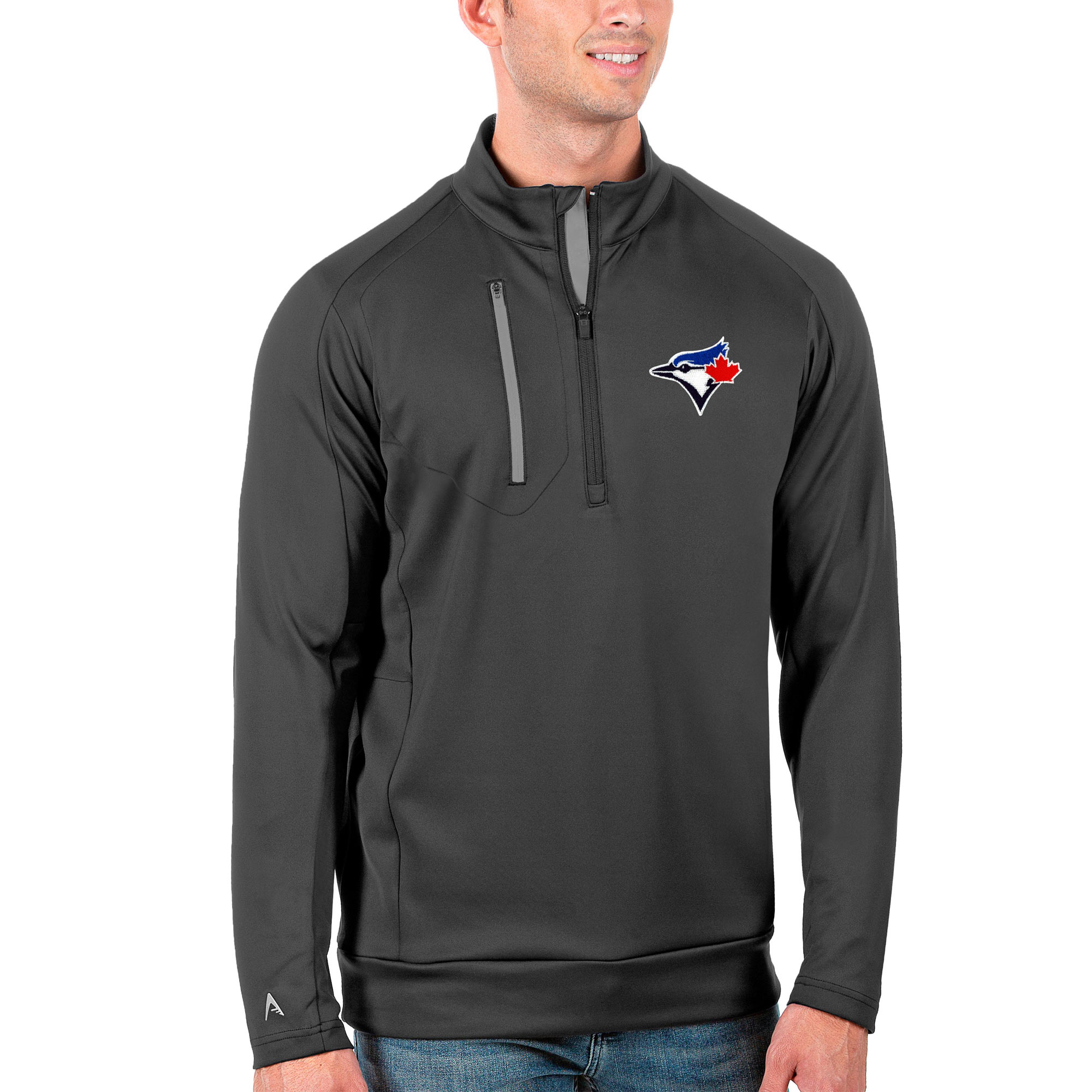 Men's Toronto Blue Jays Antigua Gray Generation Quarter-Zip Pullover Jacket