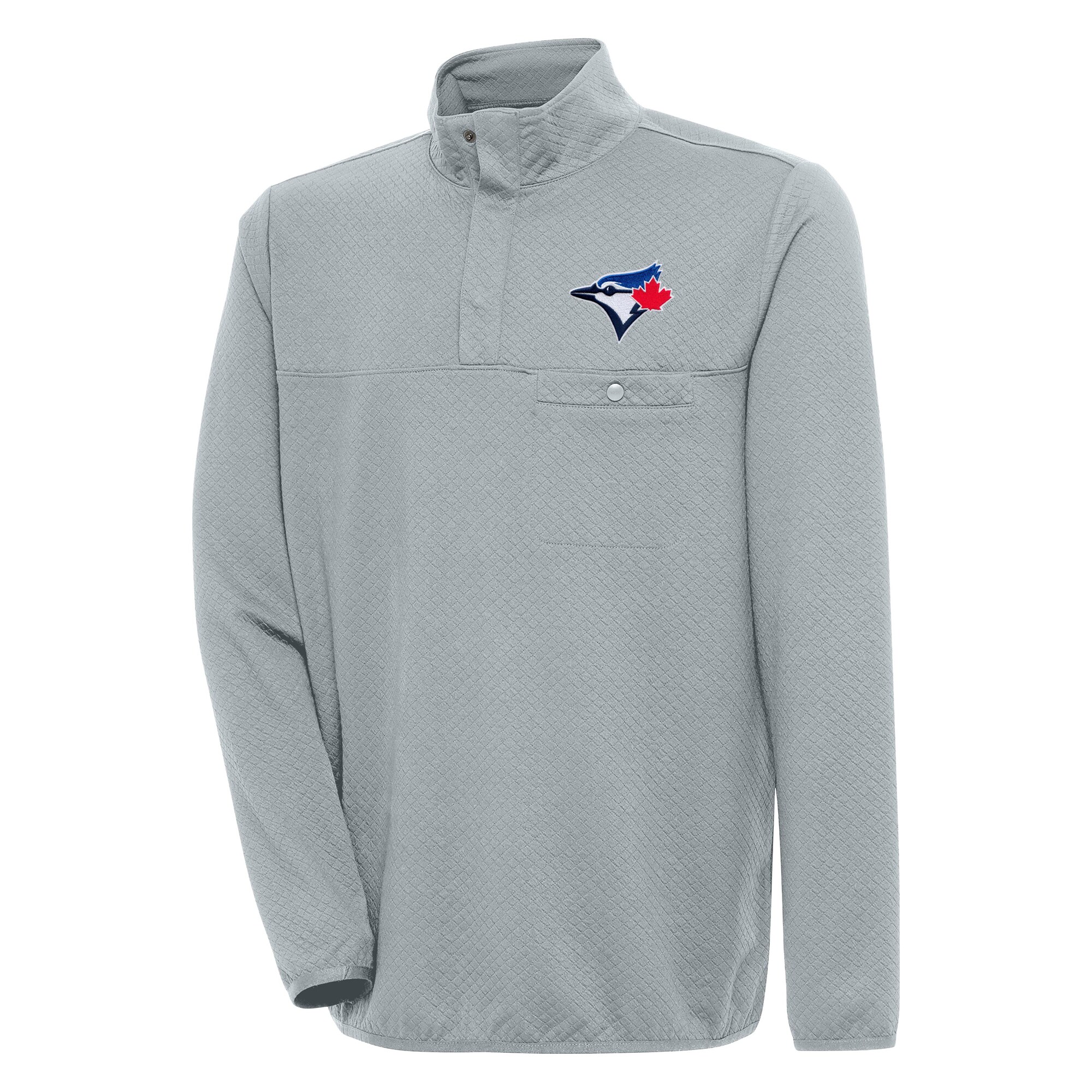 Men's Toronto Blue Jays  Antigua Gray Steamer Quarter-Snap Pullover Jacket