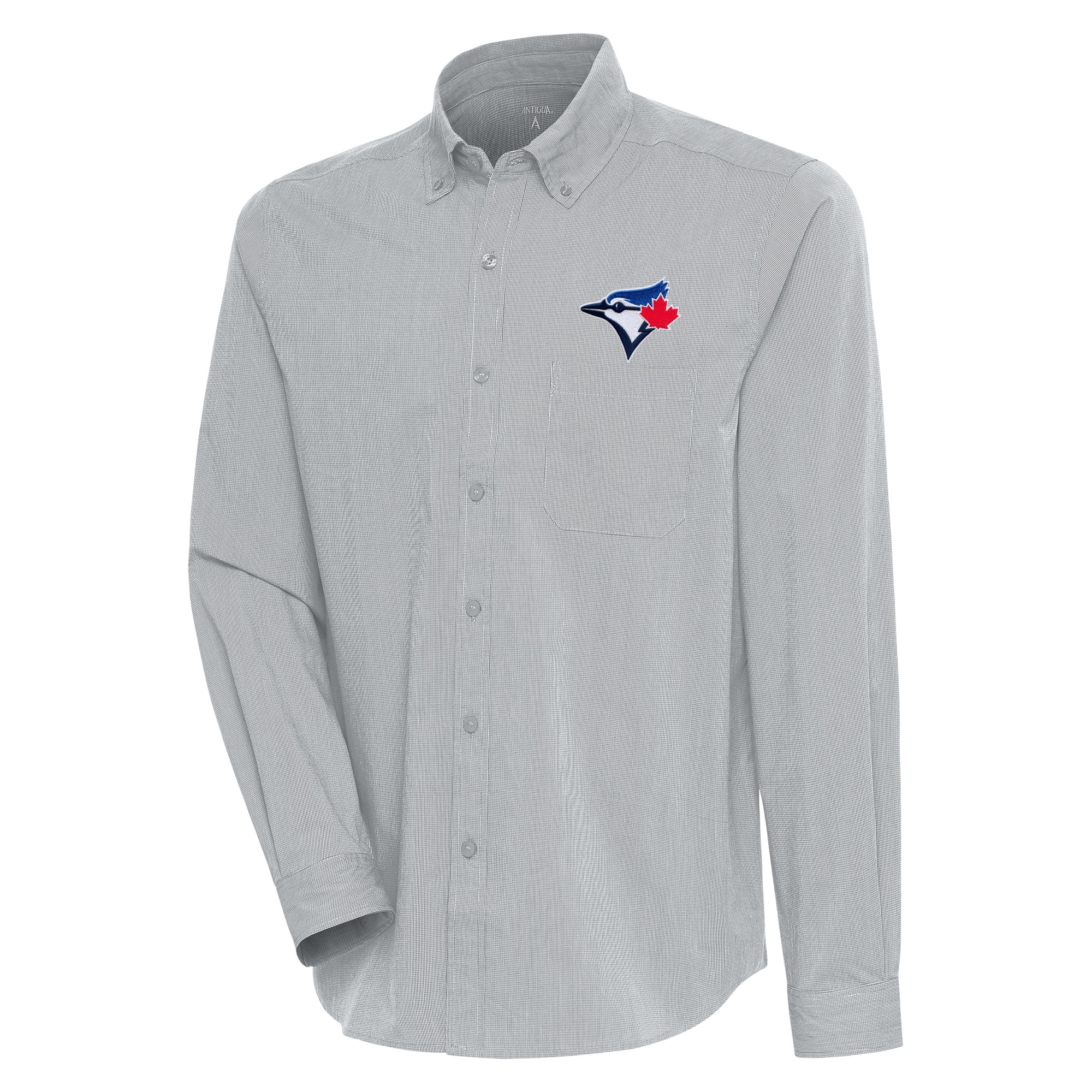 Men's Toronto Blue Jays  Antigua Gray/White Compression Long Sleeve Button-Down Shirt