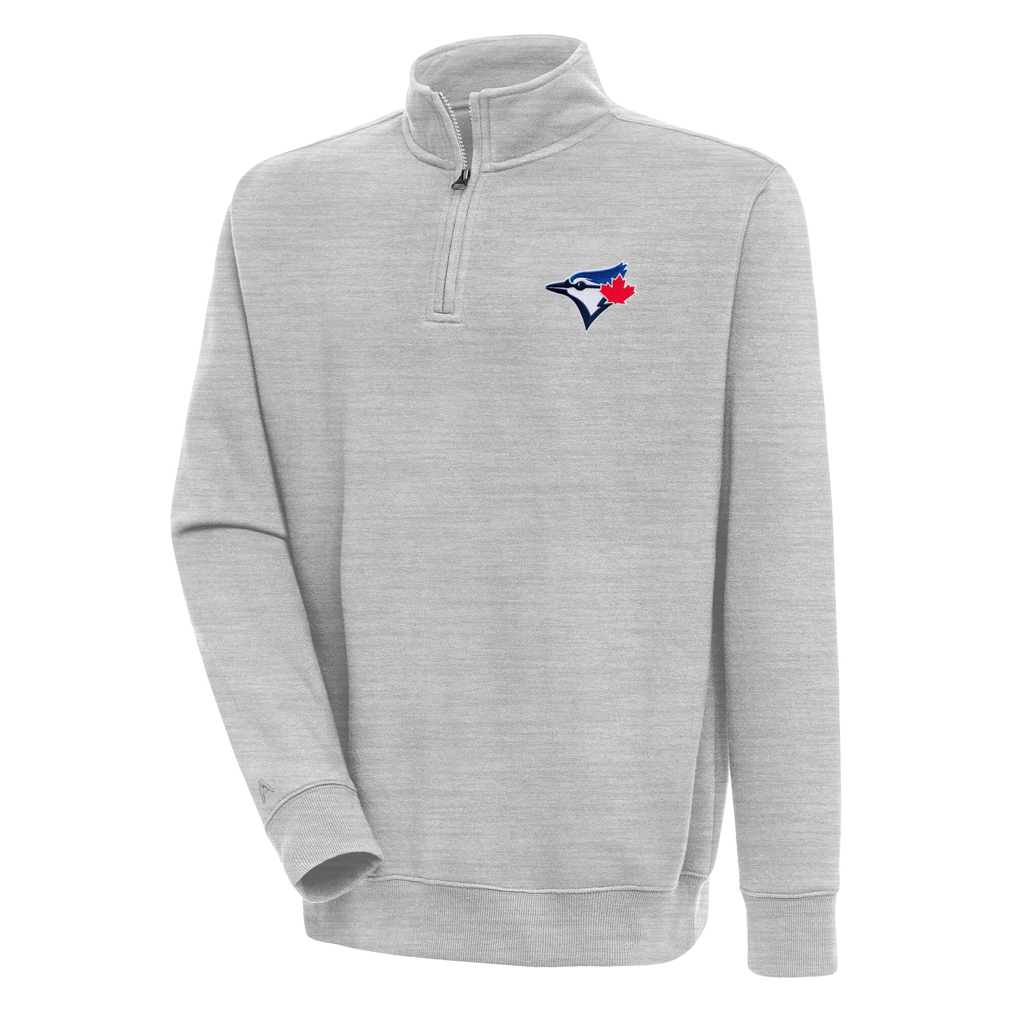 Men's Toronto Blue Jays  Antigua Heather Gray Victory Quarter-Zip Pullover Top
