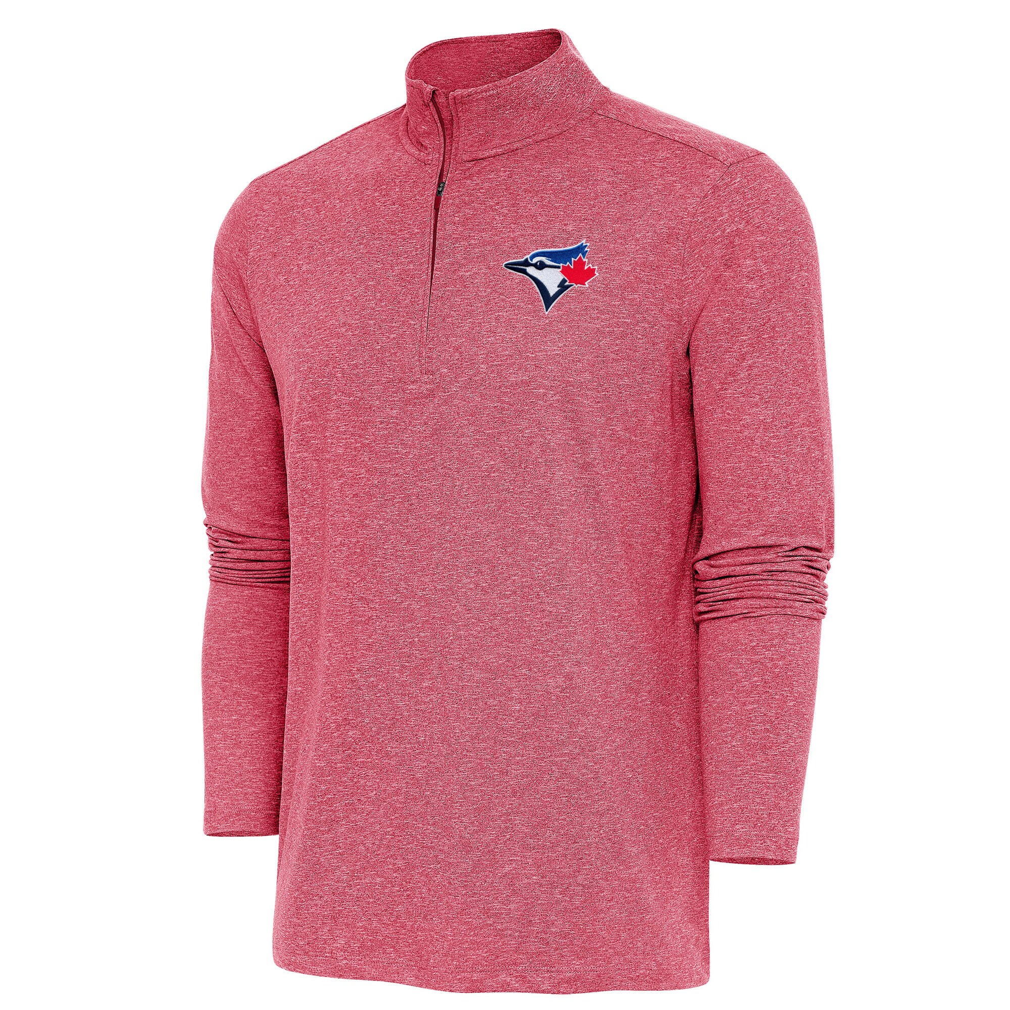 Men's Toronto Blue Jays  Antigua Heather Red Hunk Quarter-Zip Pullover Top