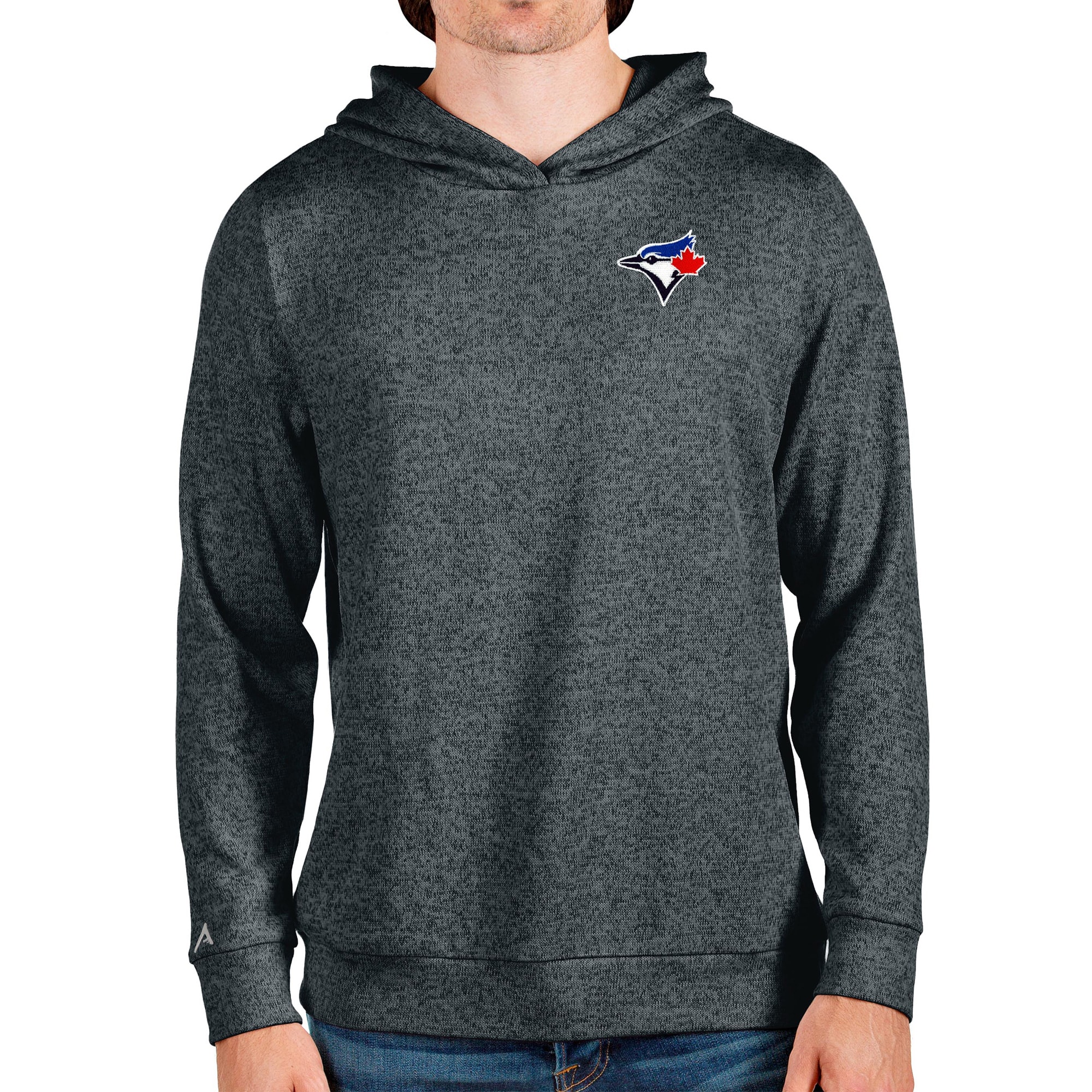 Men's Toronto Blue Jays Antigua Heathered Charcoal Absolute Pullover Hoodie