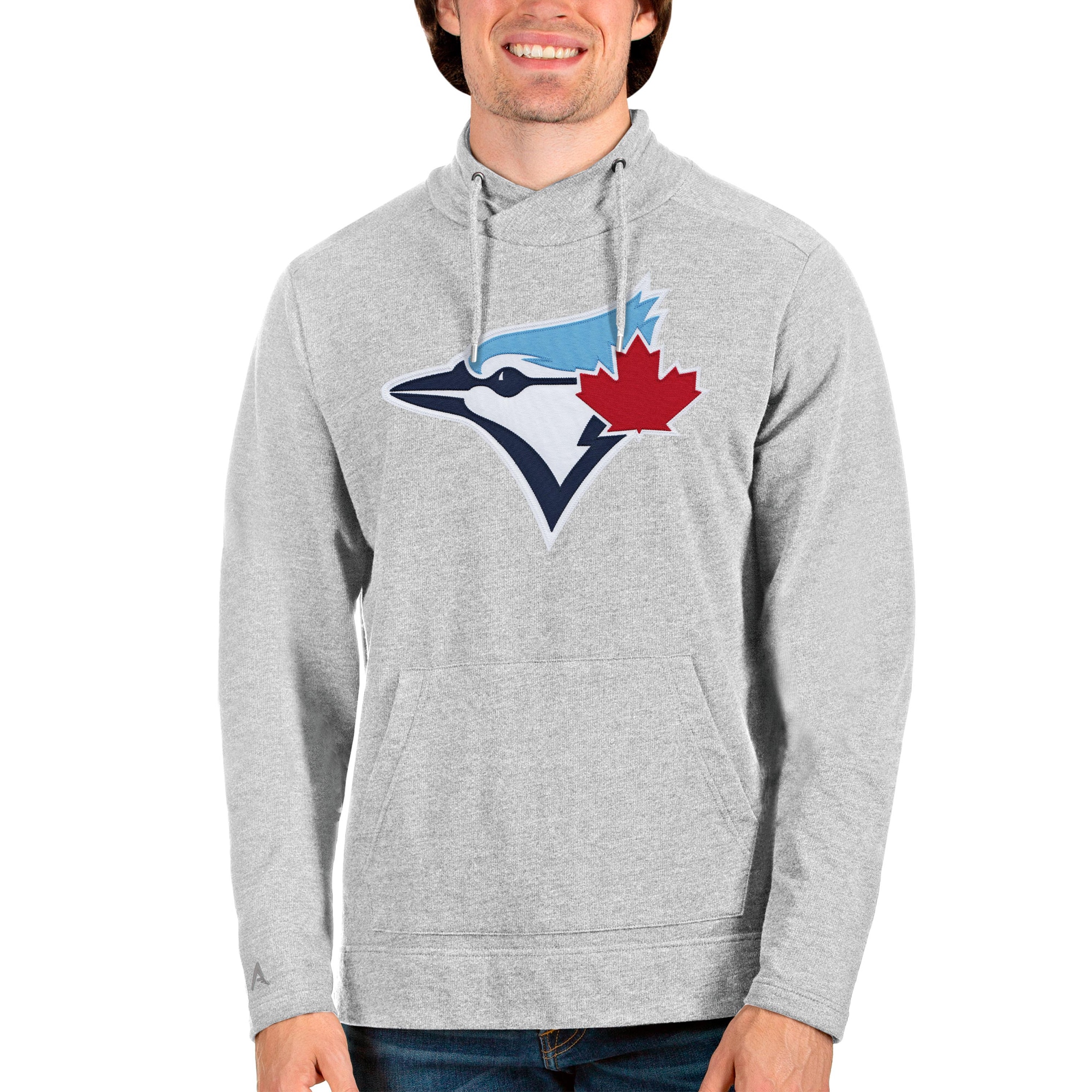 Men's Toronto Blue Jays Antigua Heathered Gray Reward Pullover Sweatshirt