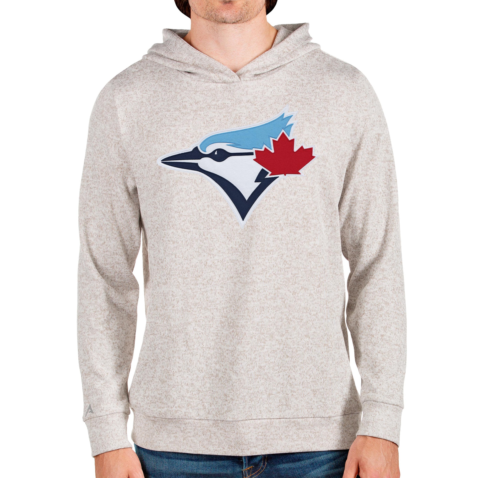 Men's Toronto Blue Jays Antigua Oatmeal Team Logo Absolute Pullover Hoodie